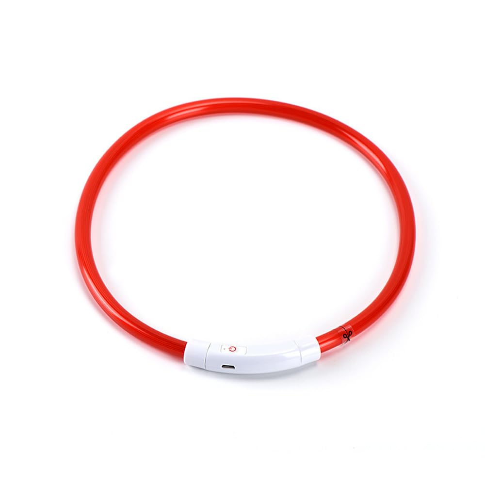 Coleira LED Para Cachorro Recarregavel USB 35cm Ajustavel, Vermelho. | Recarregável, Ajustável, À Prova D'Água, Leve, PVC, 8 Horas, Multicolorida, Festa