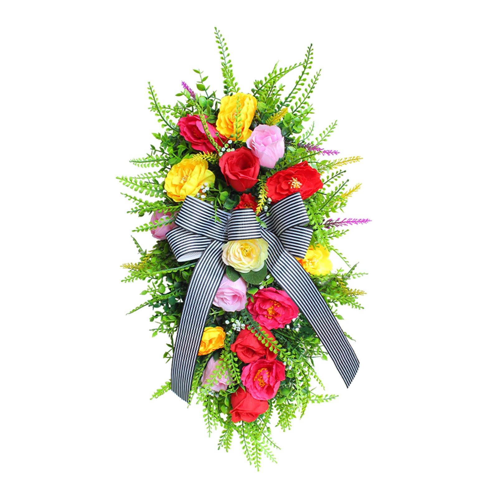 Bothyi Guirlanda floral de lágrima artificial para decoração de parede para decoração de porta grinaldas primavera verão para celebração de férias, lareira externa