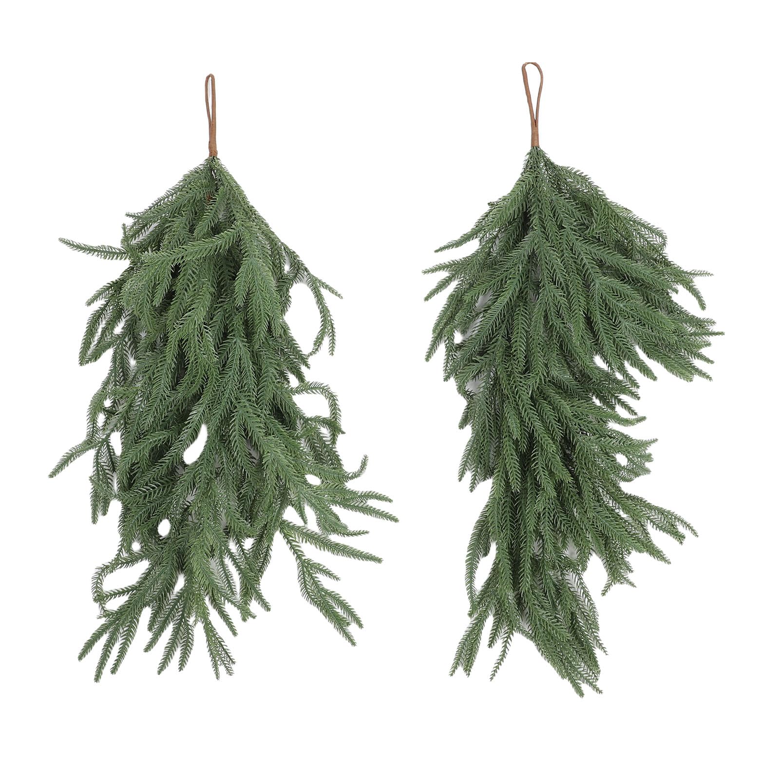 Srliya Ganhos de Lágrima Artificial 26,77 Polegadas Norfolk Pine 2 Pack | Plástico, Gradiente Verde Profundo, Laço para Pendurar, Lareira, Porta da Frente, Decoração de Parede, Guirlanda de Natal