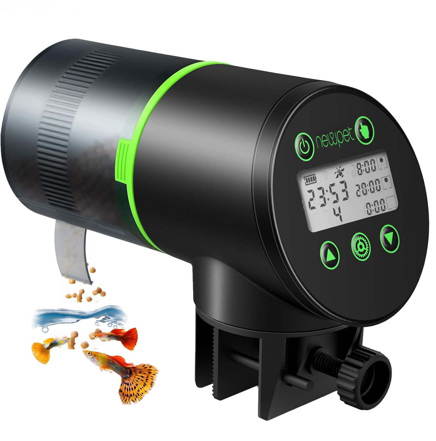 VDRBG Alimentador Automático Peixes para Aquário 200ML, Dispensador de Ração para Peixes de Grande Capacidade com Temporizador LCD Programável e Bateria, para Férias, Aquários de Betta, Tartarugas