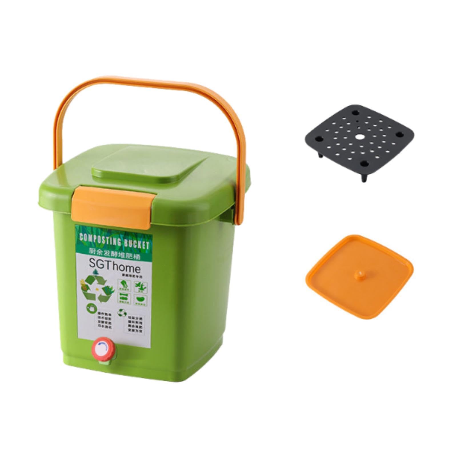Composteira interna, balde de compostagem para resíduos alimentares com tampa, tanque de fermentação, lata de lixo selada para quintal, pomar, 15l