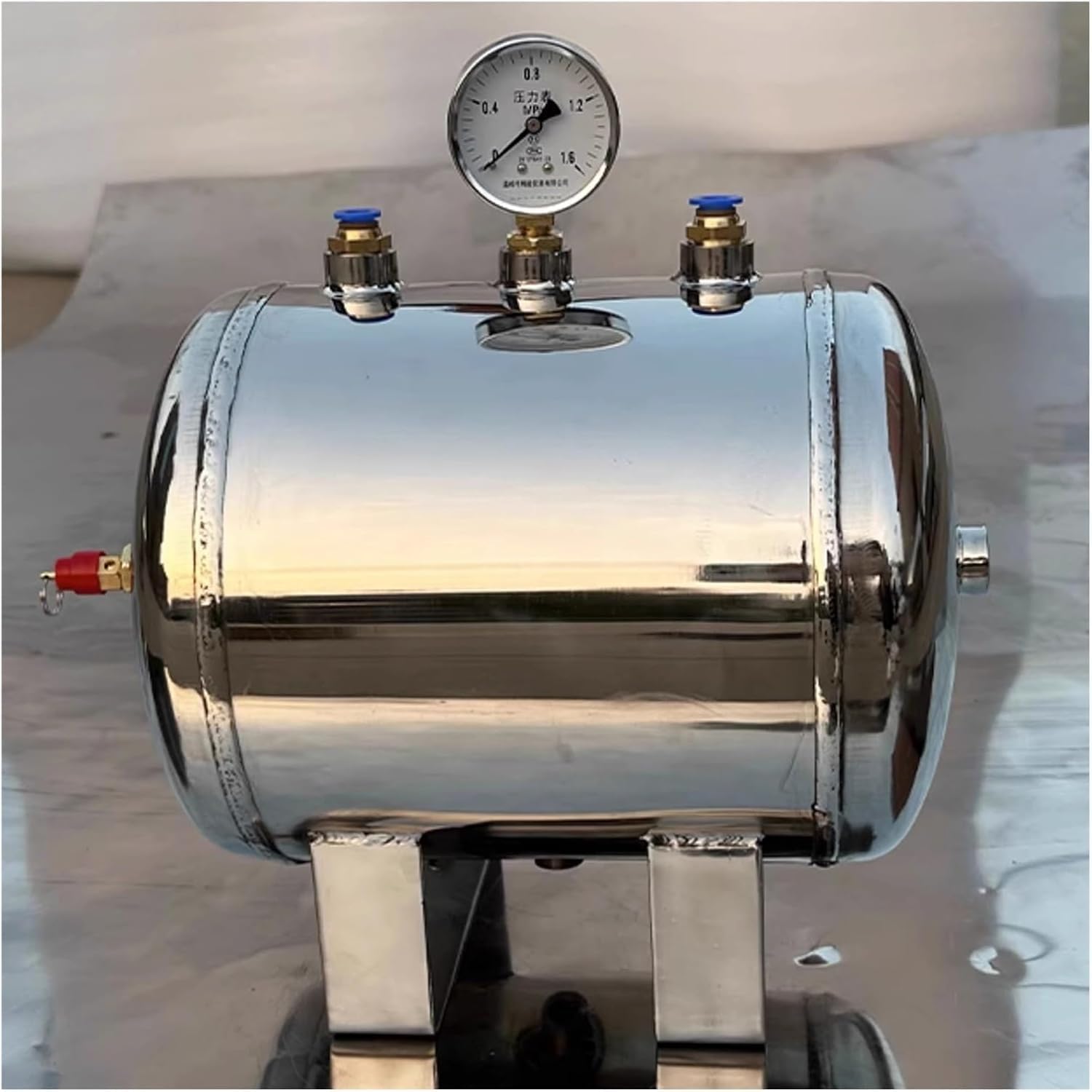 Tanque de Ar em Aço Inoxidável 304, Reservatório de Alta Pressão 5L-50L para Compressor, 1.25 MPa 5 Saídas com Kit de Montagem para Equipamentos Automotivos, Industriais e Médicos,50L