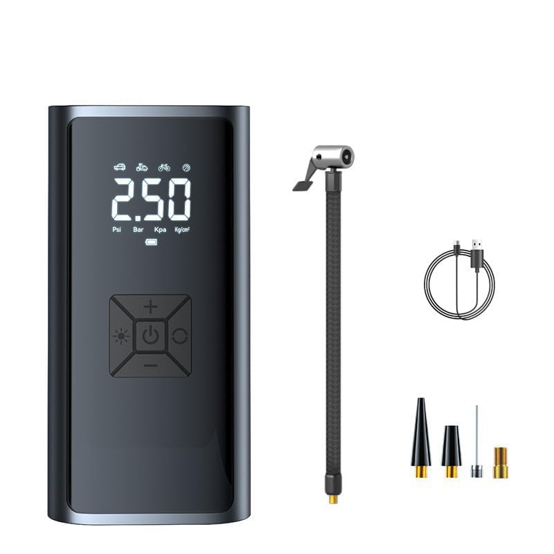 Compressor de Ar Portátil Sem Fio, Bomba de Encher Pneu Digital 150PSI, Calibrador de Pneus Recarregável 6000mAh para Carro Bicicleta