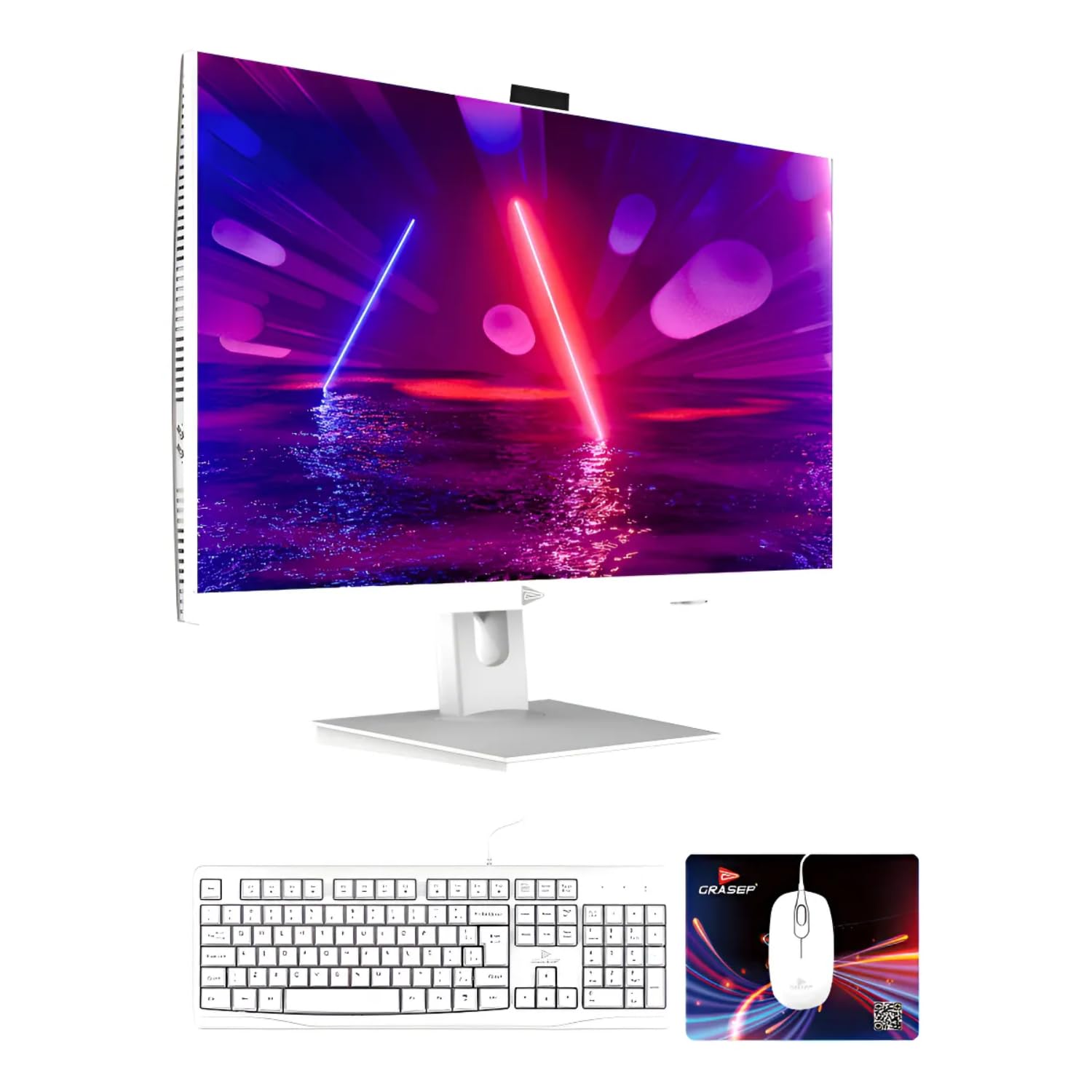 Computador Completo All in One 23.8" Full HD Intel Core i5-5300U SSD M.2 256GB, 16GB RAM DDR3, Wi-Fi Dual Band, Alto-Falantes e Webcam Integrados com Teclado e Mouse Inclusos - Branco