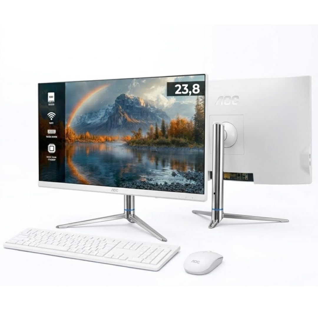 Computador All In One 23.8” Full HD Intel Core i7 13ª 16GB RAM SSD 512GB Windows 11 Pro Wi-Fi com Alto-Falantes Teclado e Mouse e Bateria Integrada Contra Queda de Energia