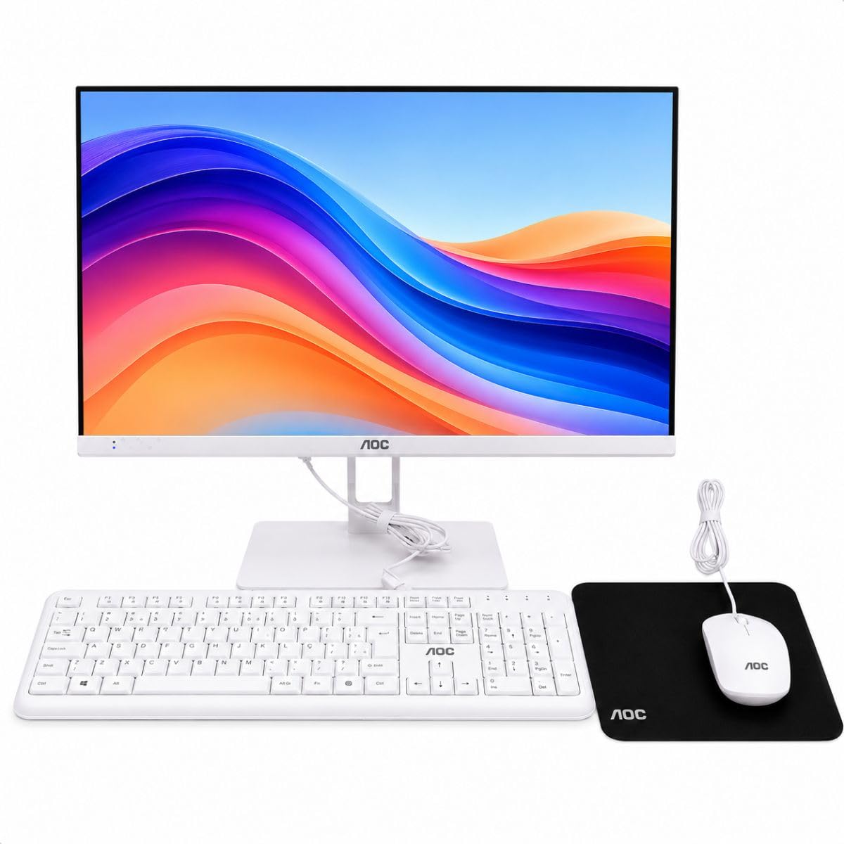 Computador All In One 23.8" Full HD Intel Core i5-12450H 16GB RAM SSD 512GB Windows 11 Pro Wi-Fi Bluetooth HDMI Alto-Falantes Teclado e Mouse PC Completo (Branco)