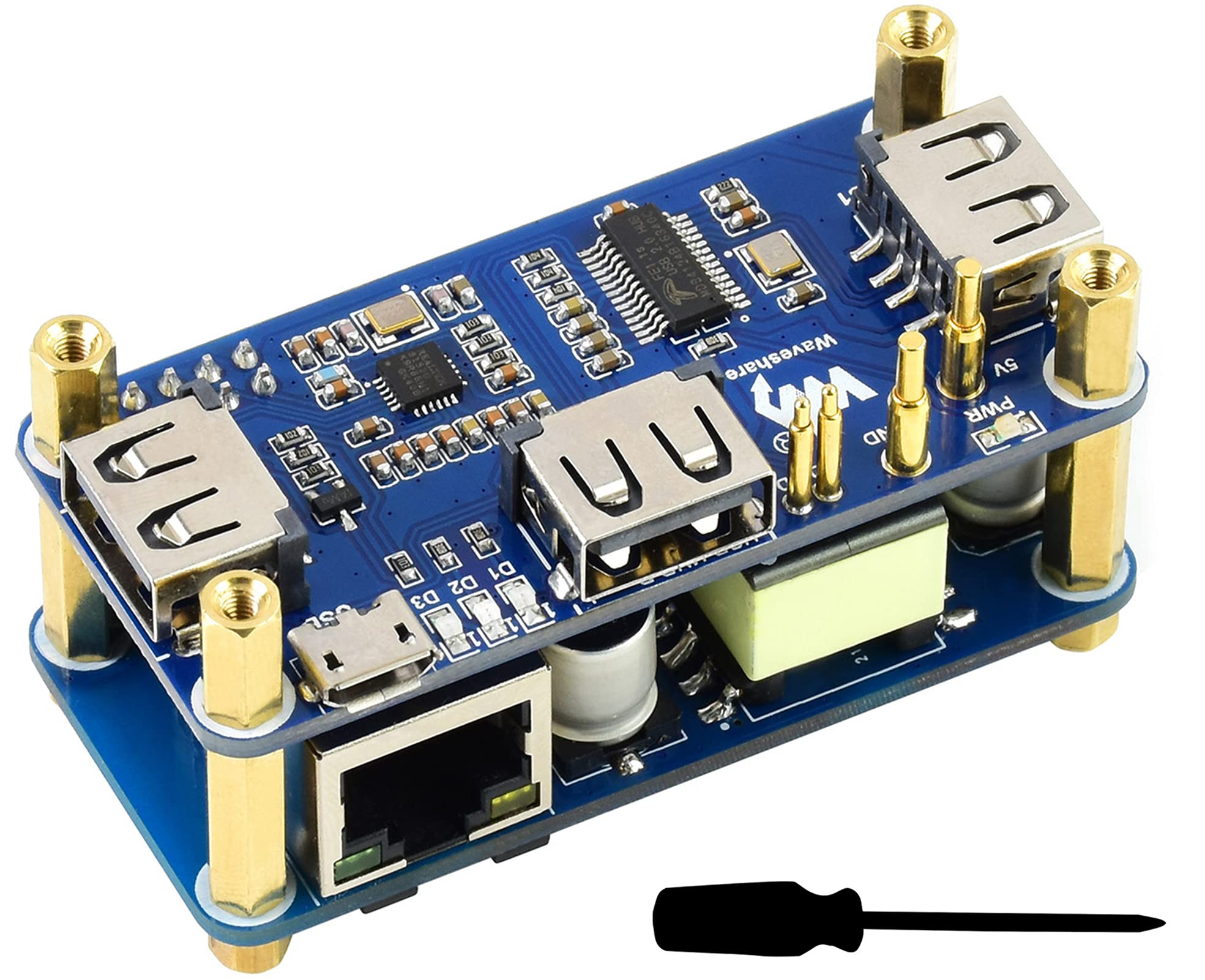 Bicool Power Over Ethernet (PoE) Ethernet/USB HUB HAT para Raspberry Pi Zero/Zero W/Zero WH, 3 portas USB 2.0, porta Ethernet RJ45 compatível com 802.3af