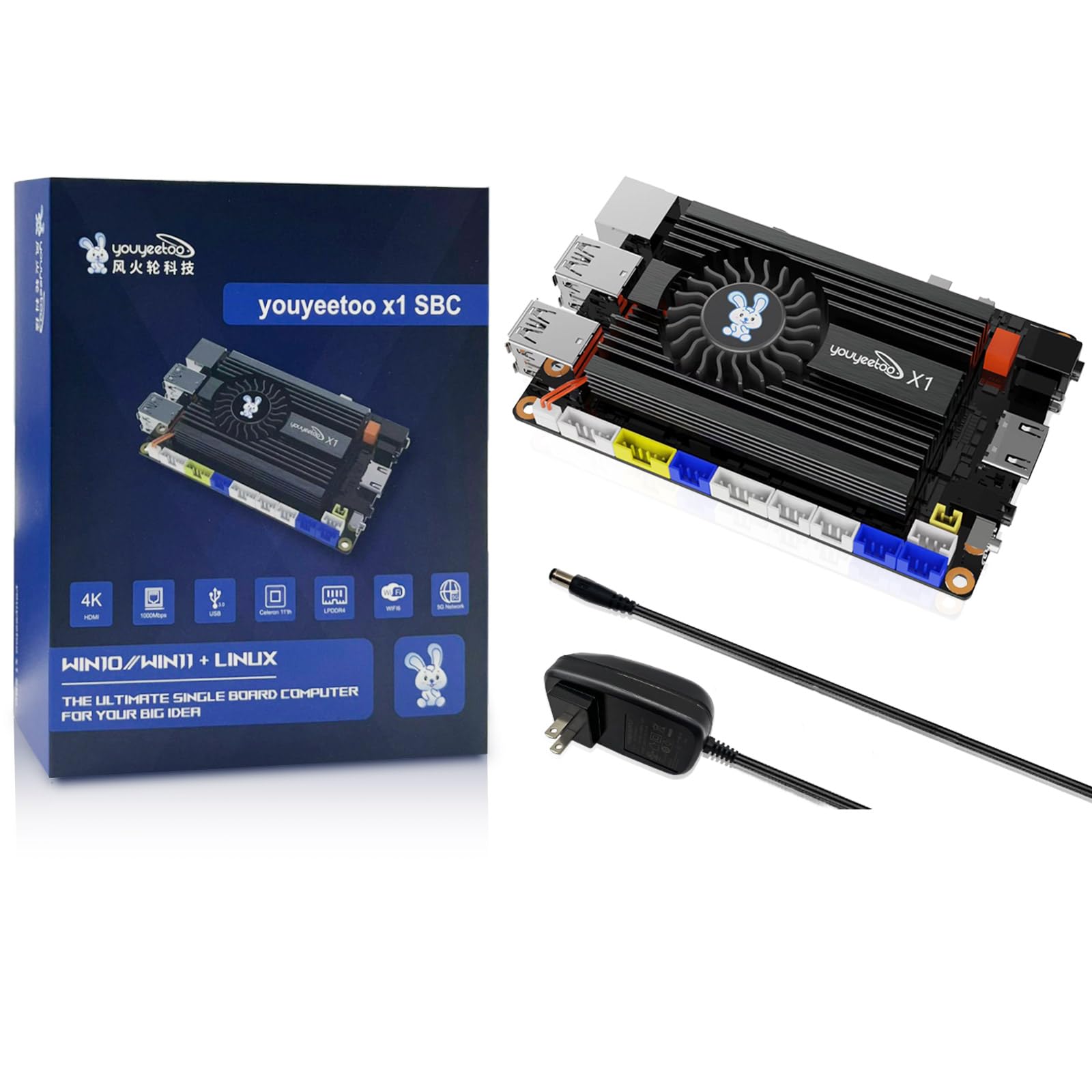 WayPonDEV Computador De Placa Única X1 X86 - Um Mini Pc Windows 10/11/Linux De 64 Bits Com Celeron N5105 In-Tel, Suporte Wifi E Bt Opcionais, M.2 2280 Nvme Ou Sata Ssd (Pré-Venda) (8 Gb De Ram + 128