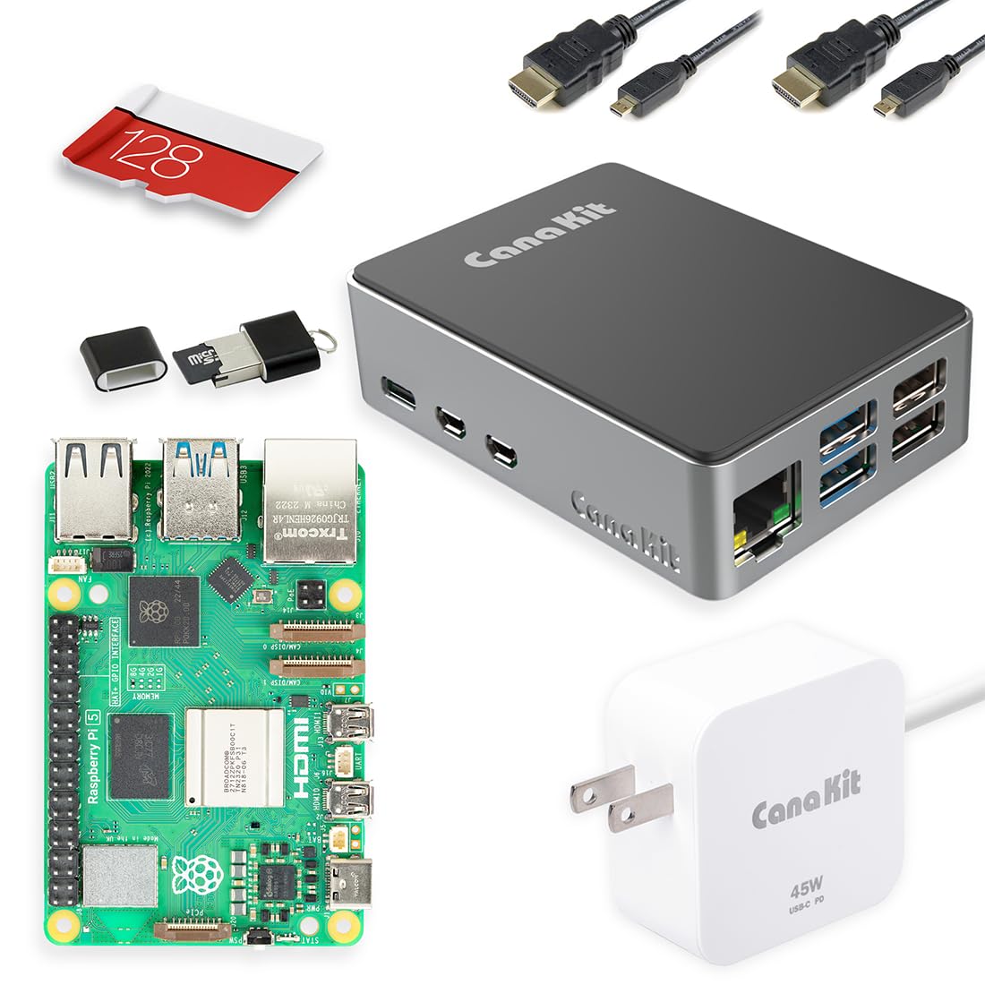 CanaKit Raspberry Pi 5 Starter Kit PRO - Alumínio (Edição de 128 GB) (8 GB RAM)