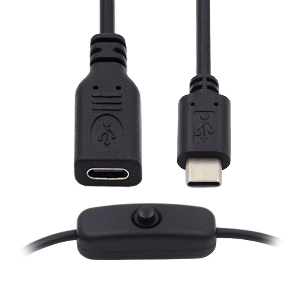 CY Cabo USB-C com botão liga/desliga USB tipo C macho para fêmea para teclado de laptop Raspberry Pi 4B