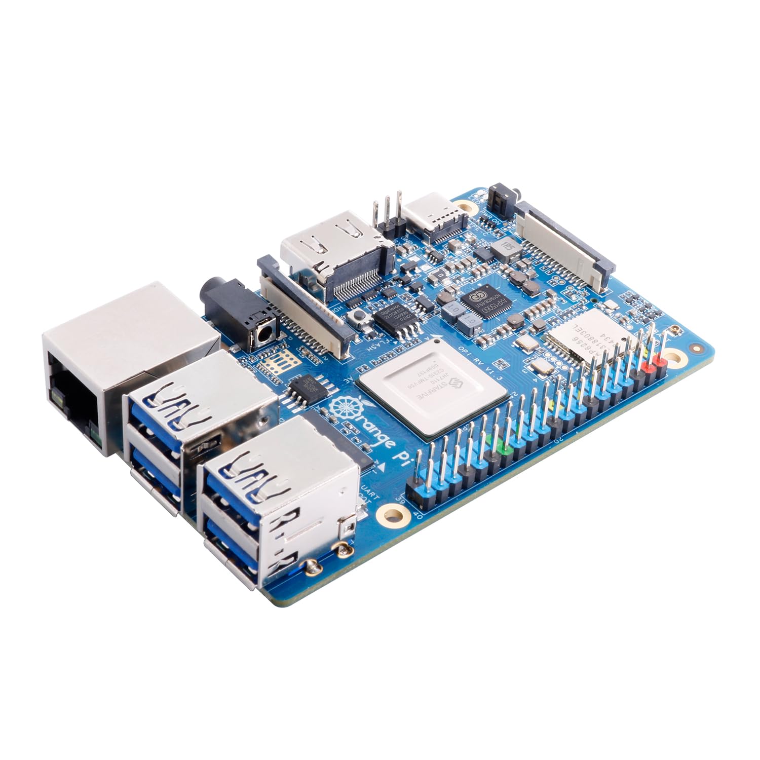 Orange Pi Computador De Placa Única Rv 2Gb/4Gb/8Gb Lpddr4 Risc-V Com Processador Starfive Jh7100 4 Núcleos E 64 Bits, Wi-Fi 5.0/Bluetooth 5.0, Desenvolvimento Em Linux/Debian (8Gb + Fonte Alimentaçã