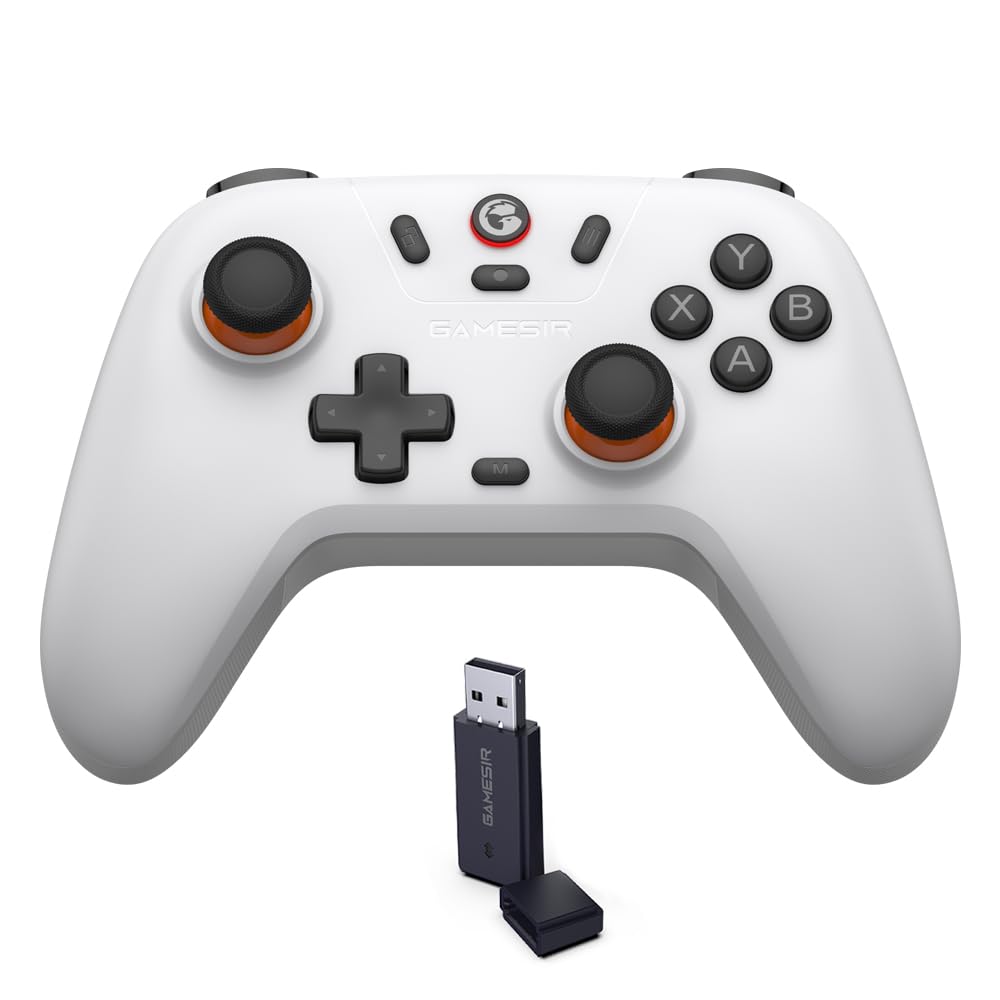 GameSir Nova Lite Controle Bluetooth e Sem Fio 2.4G para PC Windows, Celular Android iPhone, Nintendo Switch e Steam Deck, Gamepad com Hall Effect Anti-Drift, Turbo, Vibração, Dongle USB (Branco)