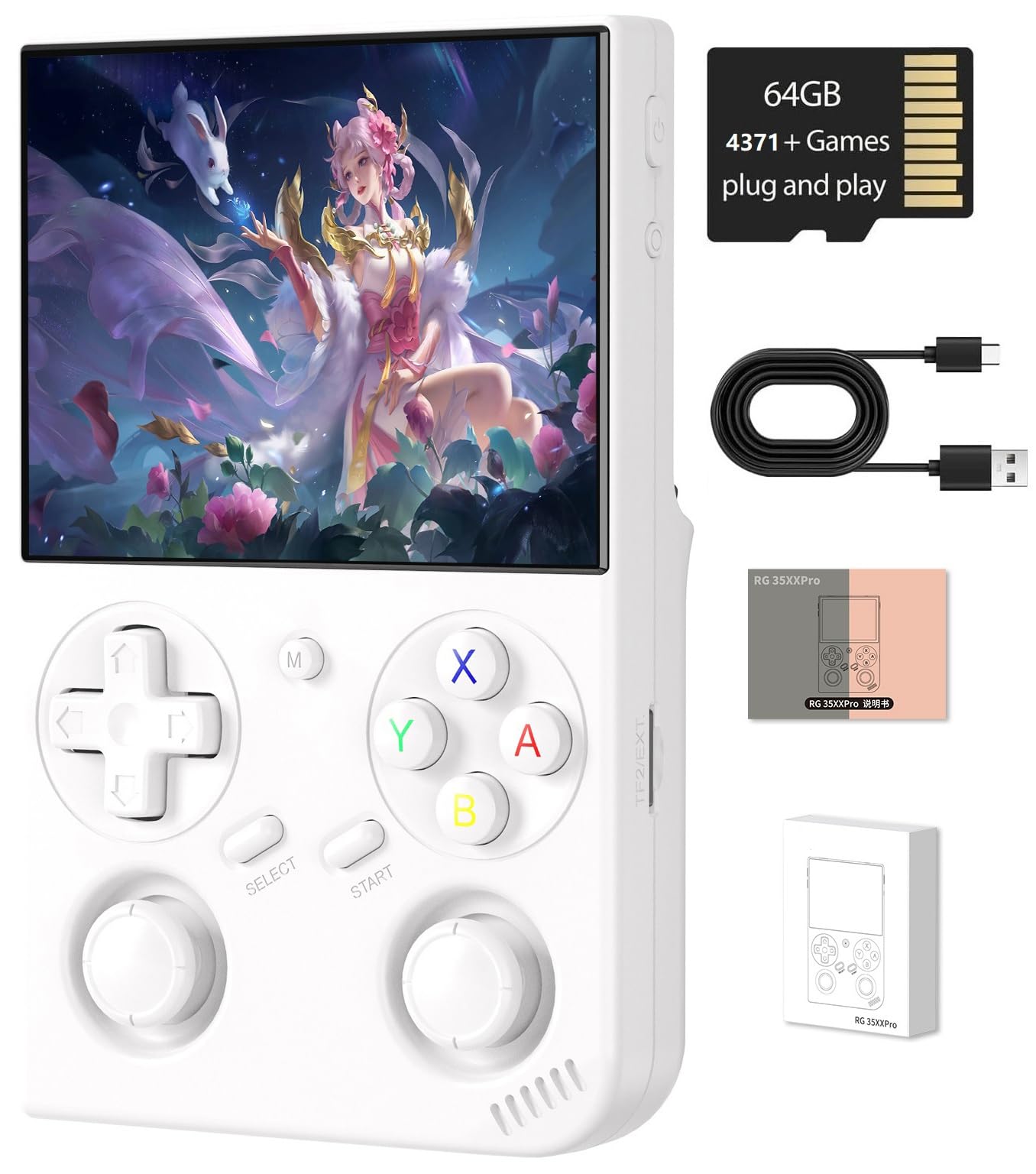 Voacle Console de Jogos Portátil Retrô Anbernic Rg35Xx Pro, Rg 35Xxpro com Suporte para Saída Hdmi, Wi-Fi 5G, Bluetooth 4.2, Tela Ips de 3,5", Sistema Linux Pré-Instalado com 4353 Jogos e Bateria