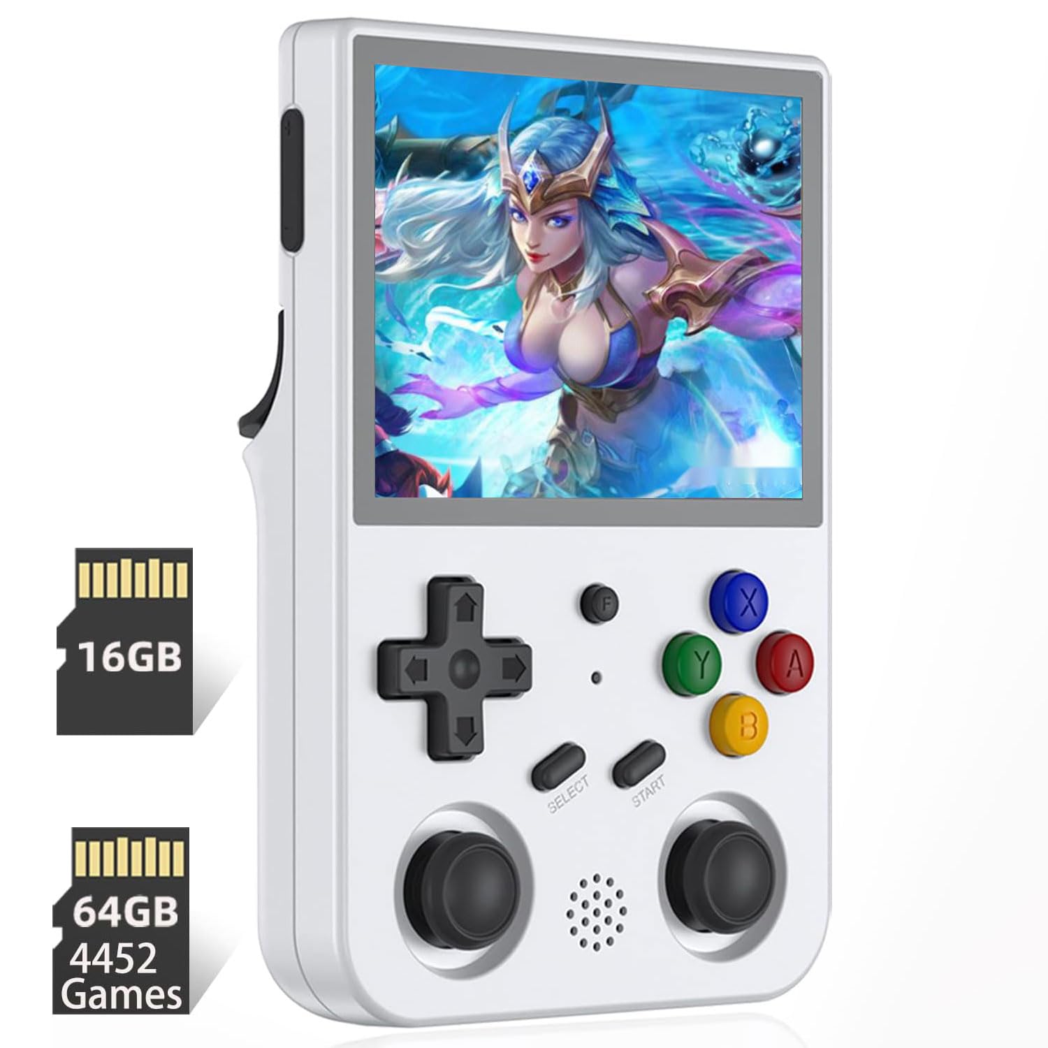 Aivuidbs Rg353V Console Portátil Retrô com Sistema Operacional Duplo Android 11 e Linux, Rg353V com Cartão Tf 64Gb Pré-Instalado, 4452 Jogos, Suporta Wi-Fi 5G 4.2, Bluetooth, Jogos Online, Streaming