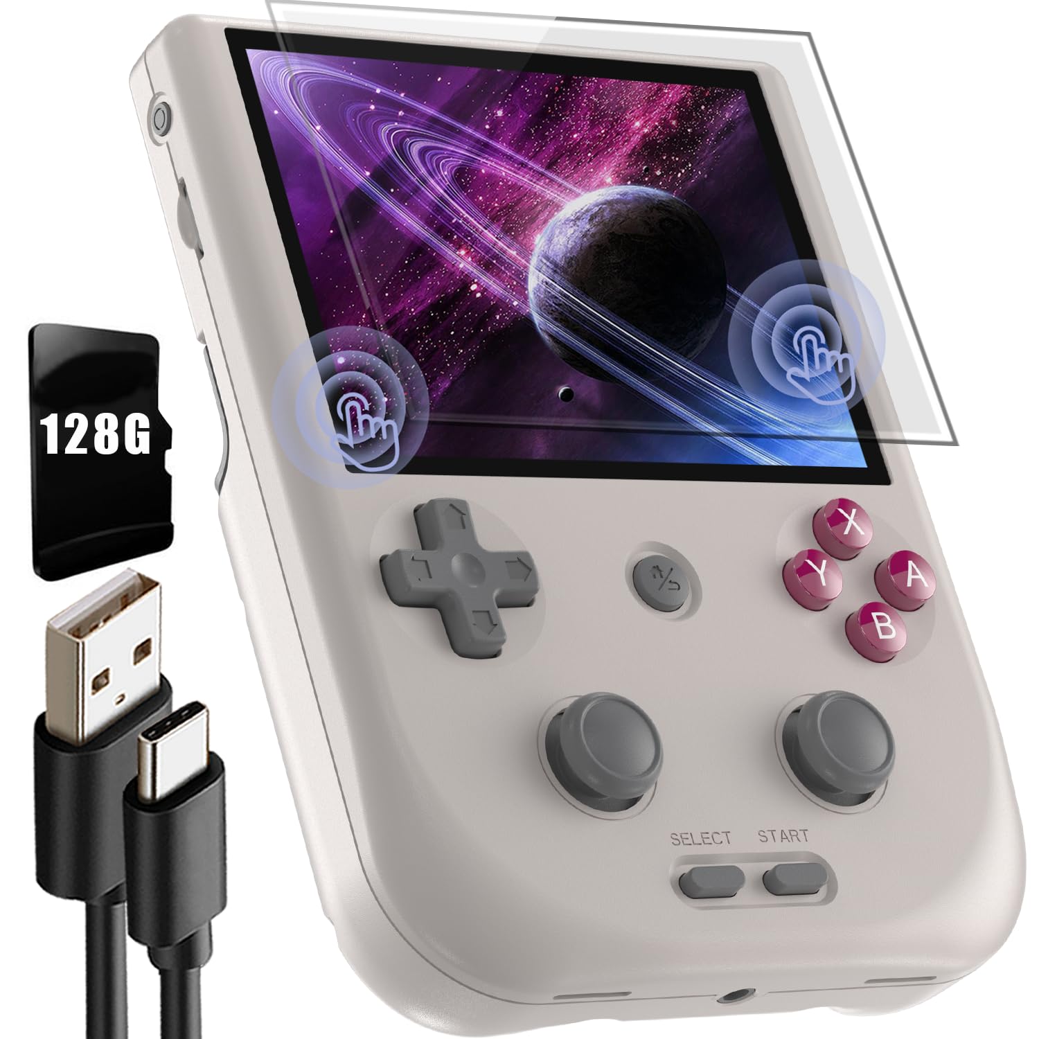 Aivuidbs Console Portátil Retrô Rg405V, Android 12, Cartão Tf de 128 Gb Integrado com 3172 Jogos, Tela Ips Sensível Ao Toque de 4" com Interface de Jogos, Compatível com Wi-Fi 5G e Bluetooth 5.0