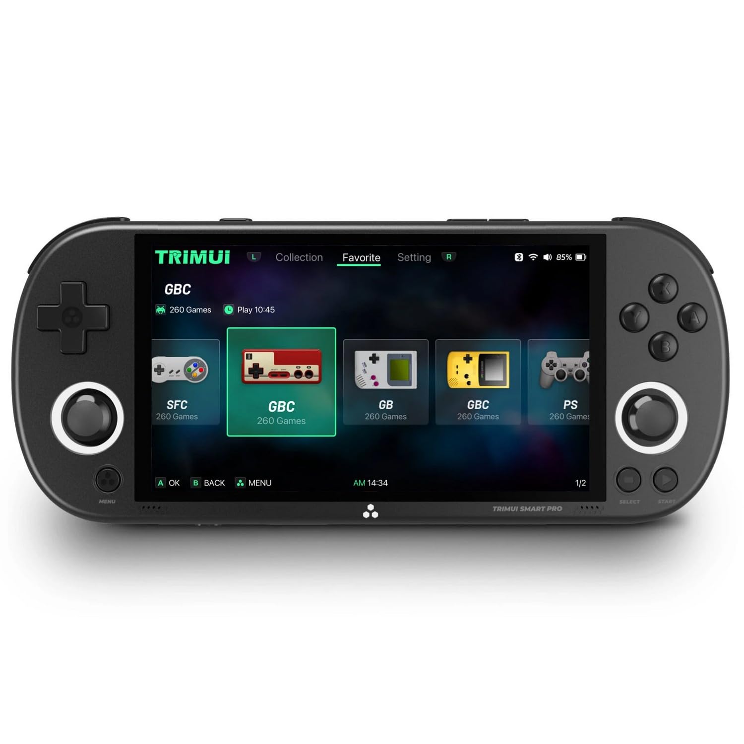 Console Trimui Smart Pro Video Game Emulador Mini Game, SD 64 GB, Tela HD IPS de 4,9 Pol, Sistema Linux, Suporte a Mais de 5500 Jogos Clássicos, Gamepad sem Fio 2.4G/5G, WiFi Bluetooth - Preto.