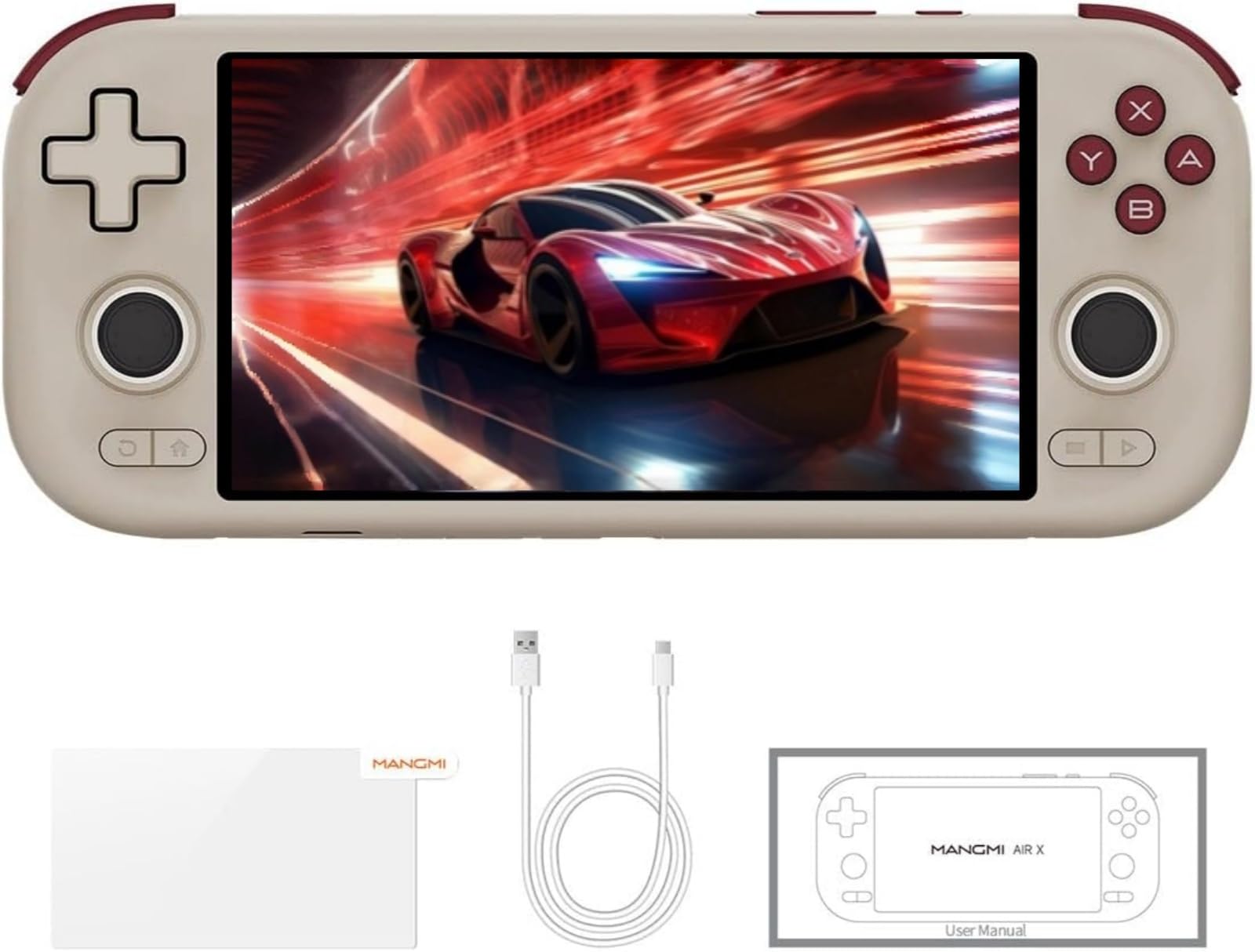 Mangmi Air X Retro Handheld Game Console 5.5 Inch IPS 1920x1080 Screen Retro Gaming Console Android 14 OS 5000mAh Battery DDR4+64G eMMC WiFi 6-Axis RGB Wide-Angle Halljoysticks Grey