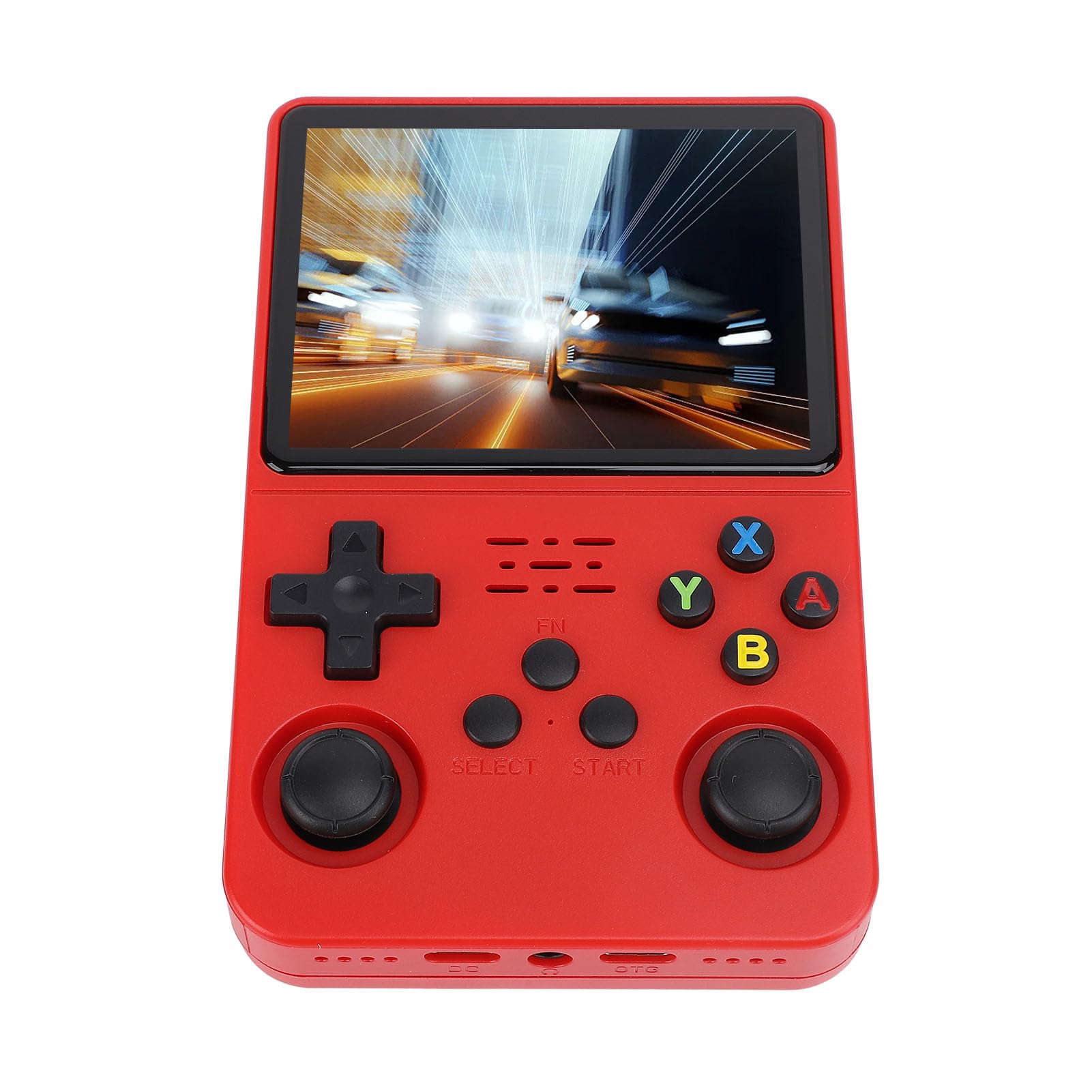 AMONIDA Console de Jogo Portátil retrô RK3326 1,5 Hz 3200 MAH para Linux, Tela IPS de 3,5 Polegadas 640x480, 4 Horas de Reprodução, Vermelho (32GB + 128G)