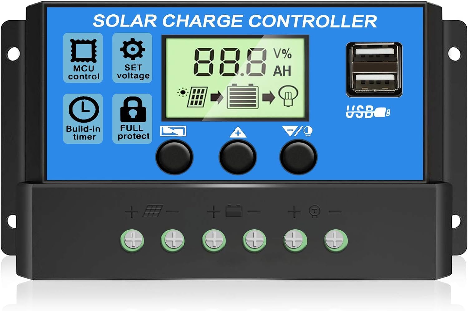 Depvko [Atualizado] Controlador de carga solar PWM 30A com visor LCD de parâmetro automático