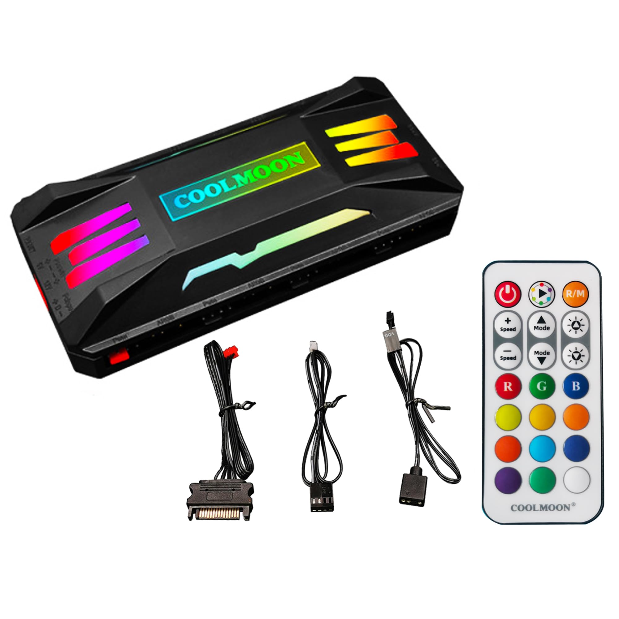 FelRelWel Controlador Argb para Ventoinhas de Pc, Adaptador para Controle Remoto de Iluminação Argb de Computador, 8 Portas Pwm para Controle de Velocidade de Ventoinhas, 10 Portas Argb de 5V
