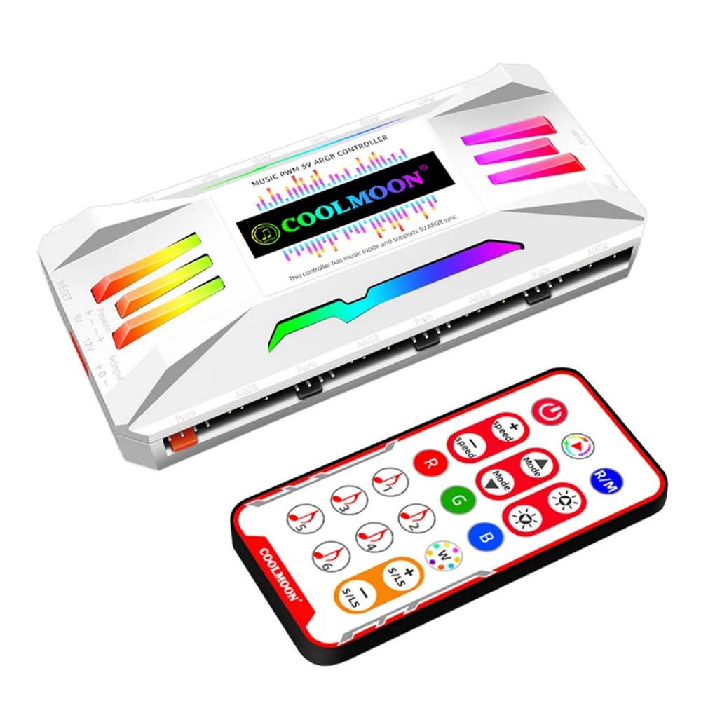 Controlador de Fan Argb 5v e Pwm 4 Pinos 8 Portas Coolmoon