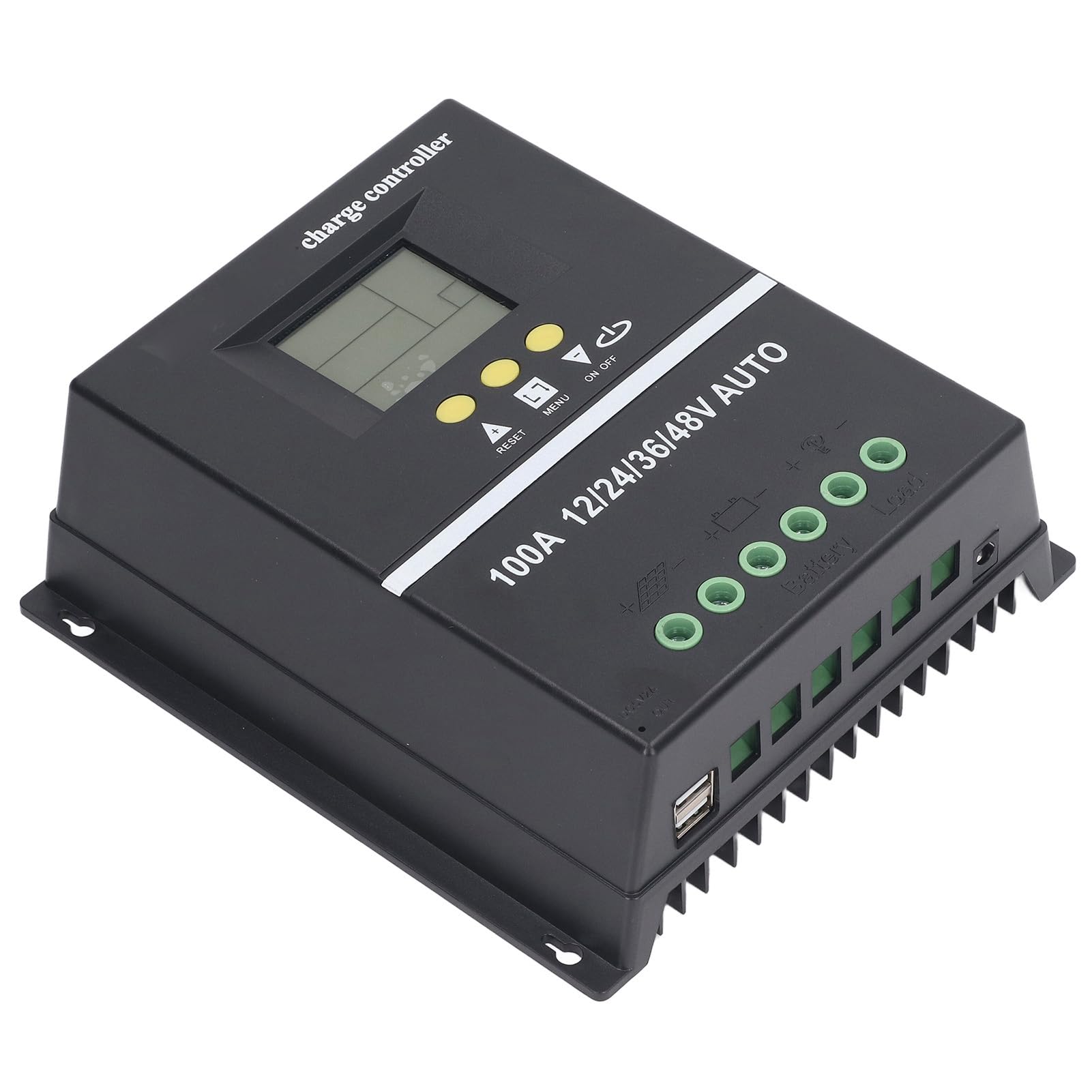 RiToEasysports Controlador de Carga Solar 100A MPPT 12V 24V 36V 48V Auto Com Display LCD, Regulador Inteligente ABS para Bateria LifePO4 Inundada Com GEL, Entrada Máxima de 4800W, Potência de Alta