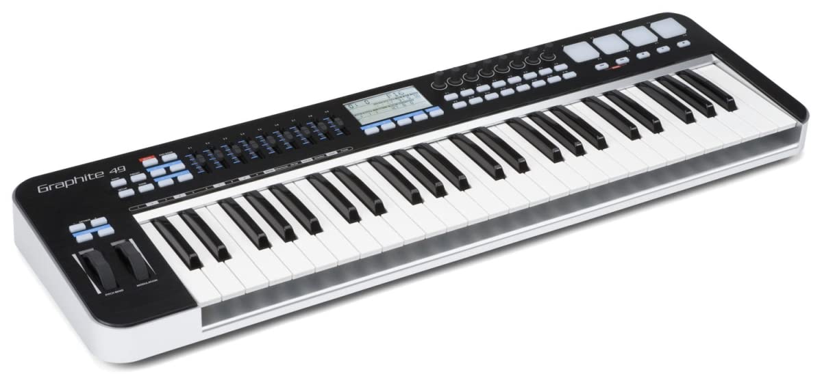 Controlador MIDI Samson Graphite Com 49 Teclas 4 Pads e Visor LCD