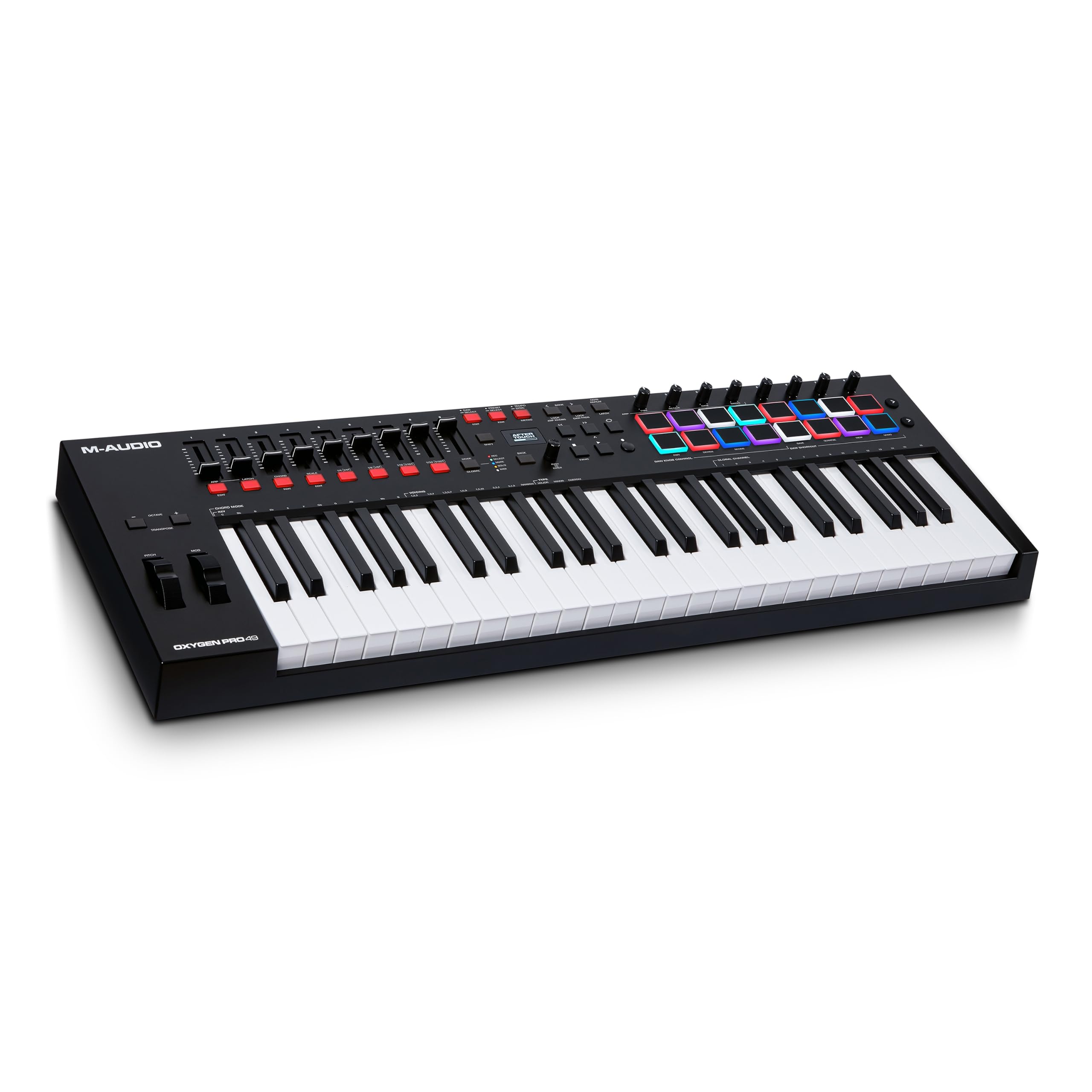 M-AUDIO Oxygen Pro 49 - 49 Key USB MIDI Keyboard Controller With Beat Pads, MIDI-assignable Knobs, Buttons and Faders, and Native Instruments Sound Package (NKS Integration)