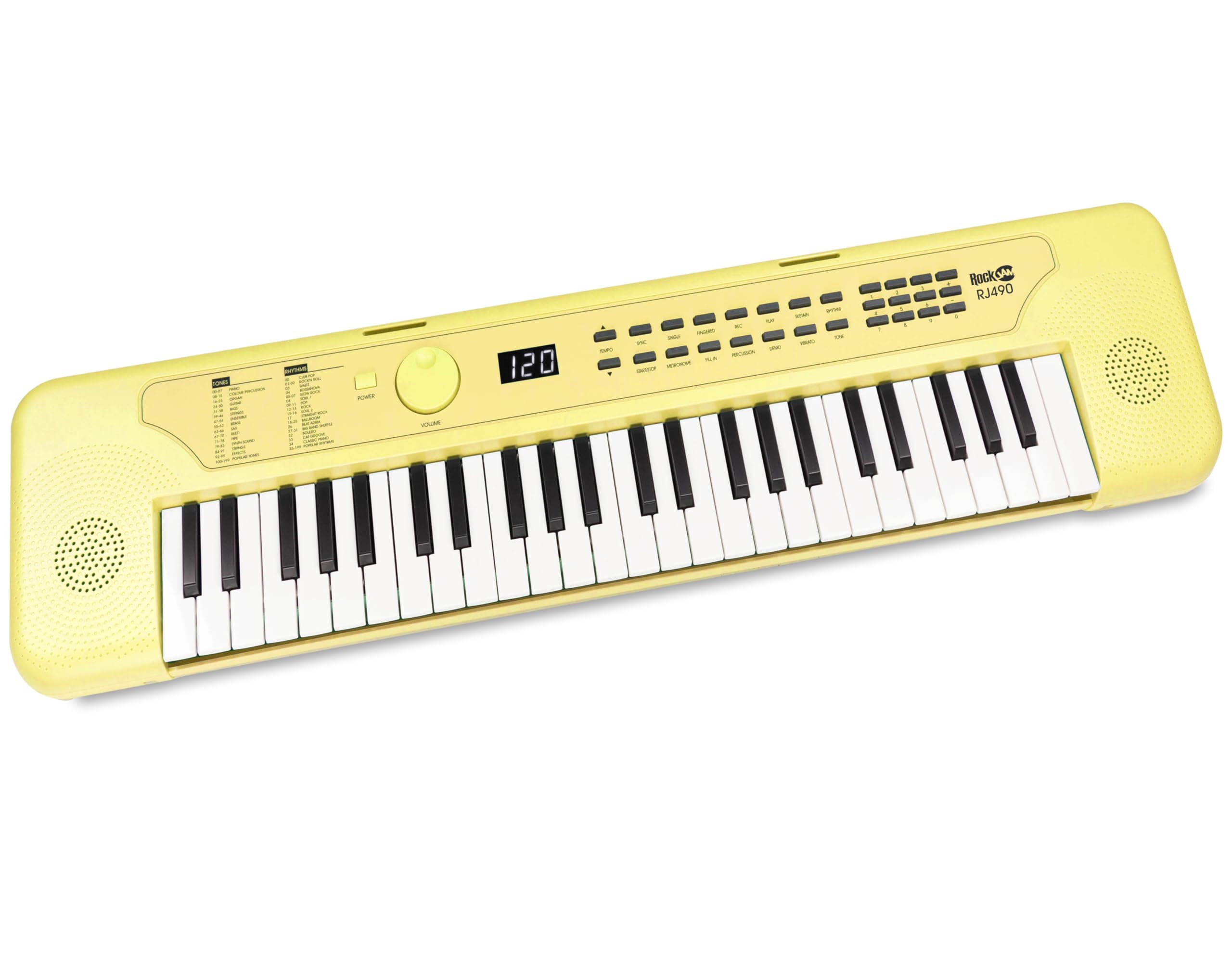 RockJam Teclado de piano USB de 49 teclas com aulas e adesivos para palestras