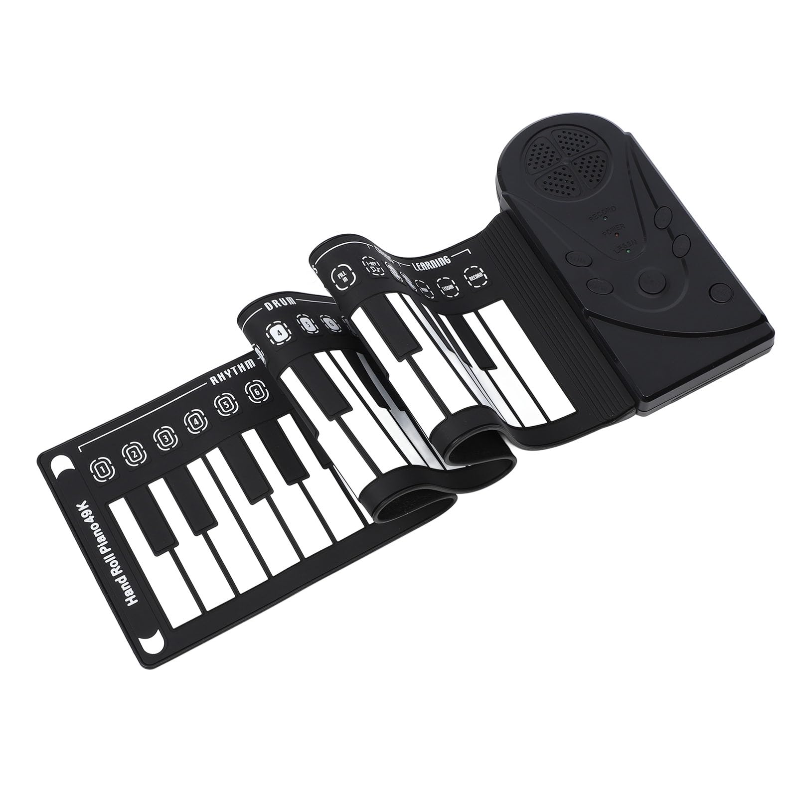 Teclado de Piano Rolante Com 49 Chaves, Teclado Portátil de 49 Teclas, Textura de Som Clara para Treinamento (Preto)