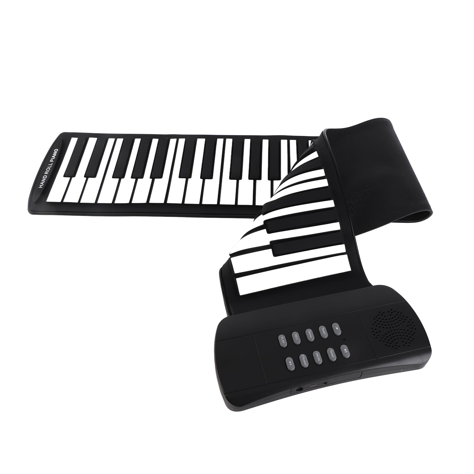 RiToEasysports Roll Up Piano, 49 61 Teclas Teclado Eletrônico de Silicone Flexível Com 16 Tons 6 Demos Gravação Sustentação Fone de Ouvido Alto-falante Embutido, Portátil Dobrável para (61 Chaves)