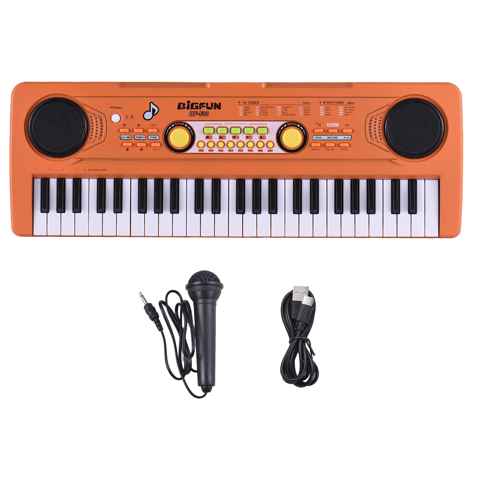 Aumotop Teclado de Piano Eletrônico Portátil 49 Teclas Opções de Som