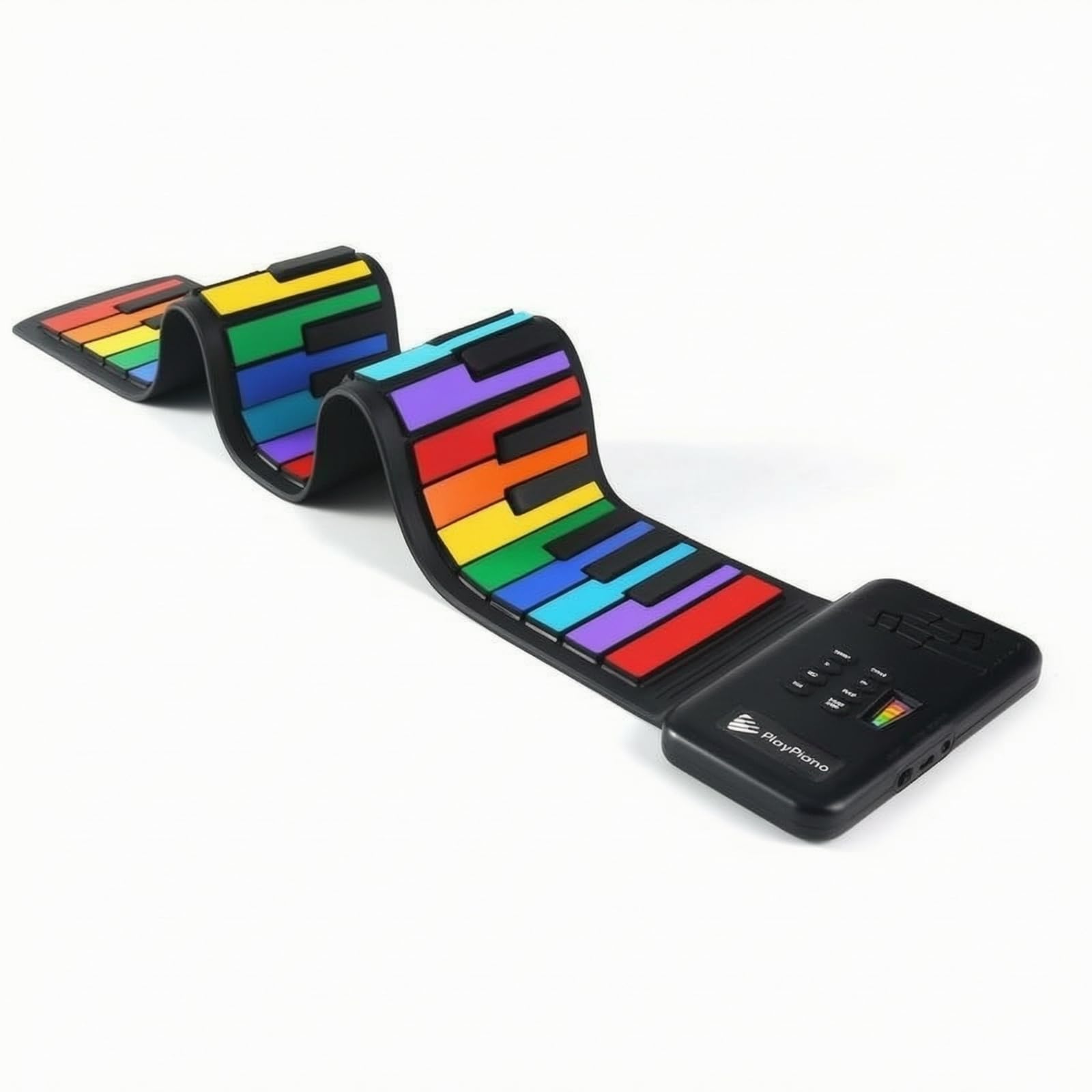 FytStycale Piano Enrolável 49 Teclas | Para Iniciantes, Compacto, Teclado Enrolável 49 Teclas, Colorido Preto