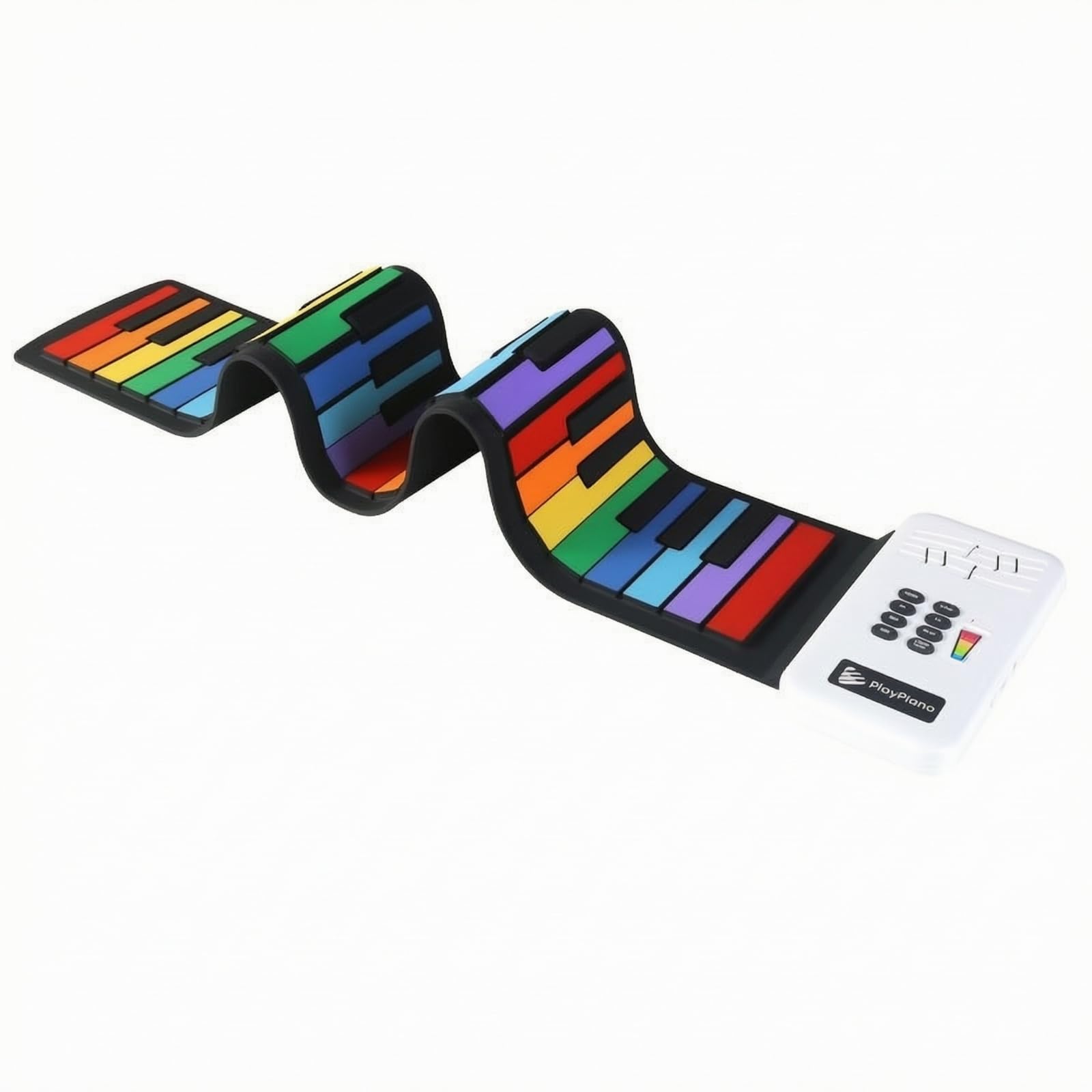 FytStycale Piano Enrolável 49 Teclas | Para Iniciantes, Compacto, Teclado Enrolável 49 Teclas, Branco Colorido