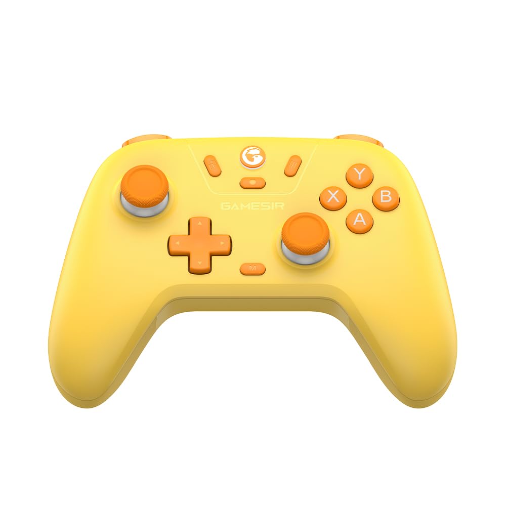 GameSir Nova Lite Controle Bluetooth e Sem Fio 2.4G para PC Windows, Celular Android iPhone, Nintendo Switch e Steam Deck, Gamepad com Hall Effect Anti-Drift, Turbo, Vibração, Dongle USB - Amarelo