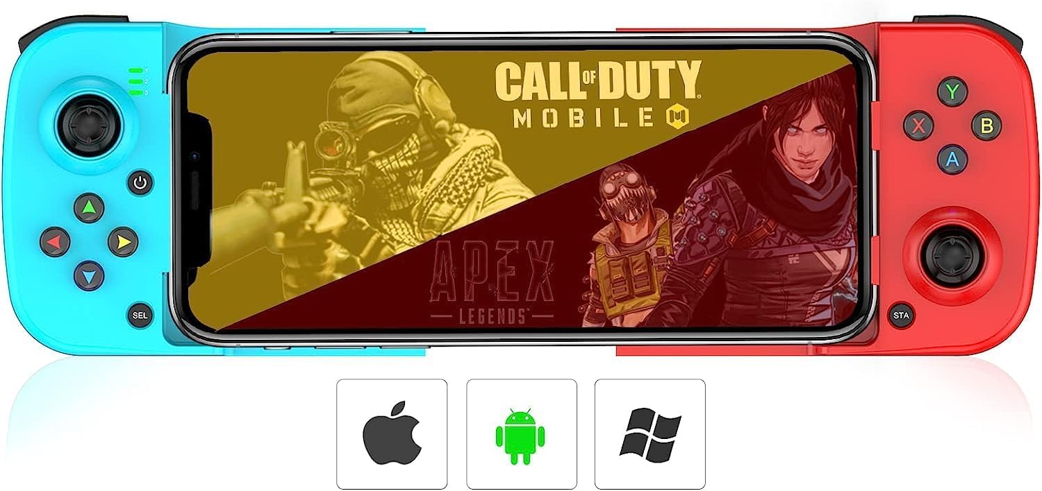 BE PLACE Gamepad para Celular - Controle Sem Fio Bluetooth - Compatível com Android e iOS - Recarregável via USB - Joystick Ergonômico - Suporte para Smartphone Integrado - beplace