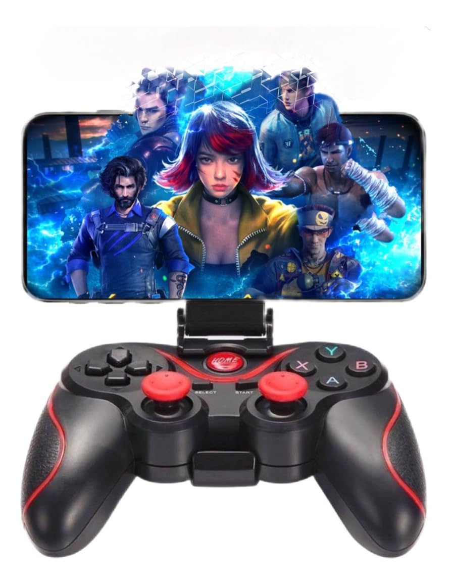 Controle Gamepad Bluetooth Wireless 3 em 1 PG-9076 para Android iOS PC PS3 Smart TV TV Box, Receptor 2.4G USB, Bateria Recarregável 400mAh, Joystick Ergonômico com Suporte para Celular