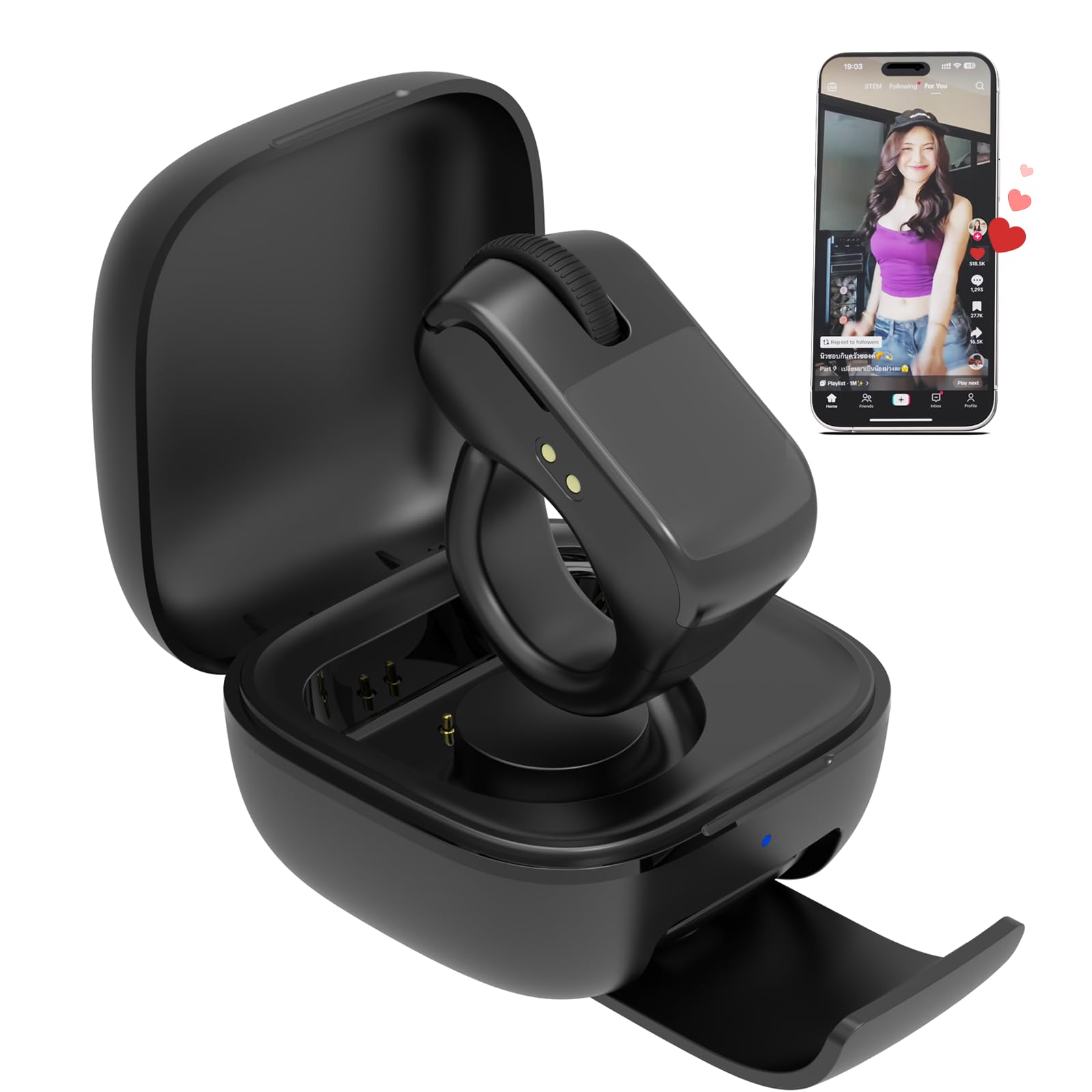 Controle remoto para TikTok com touchpad, virador de página Bluetooth para iPad/Kindle App/iPhone/Android (preto)