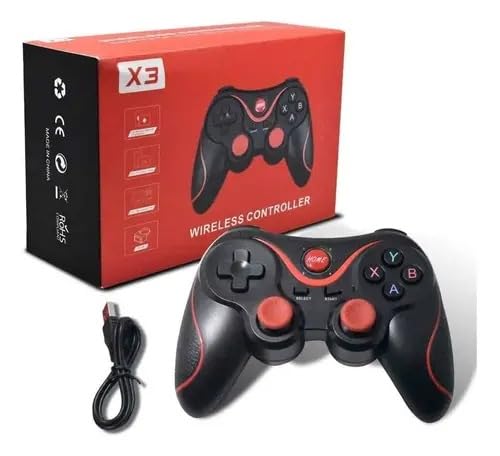 Controle Gamepad X3 Sem Fio Bluetooth, Compatível com Android, iOS e PC, Preto, Bateria 400mAh