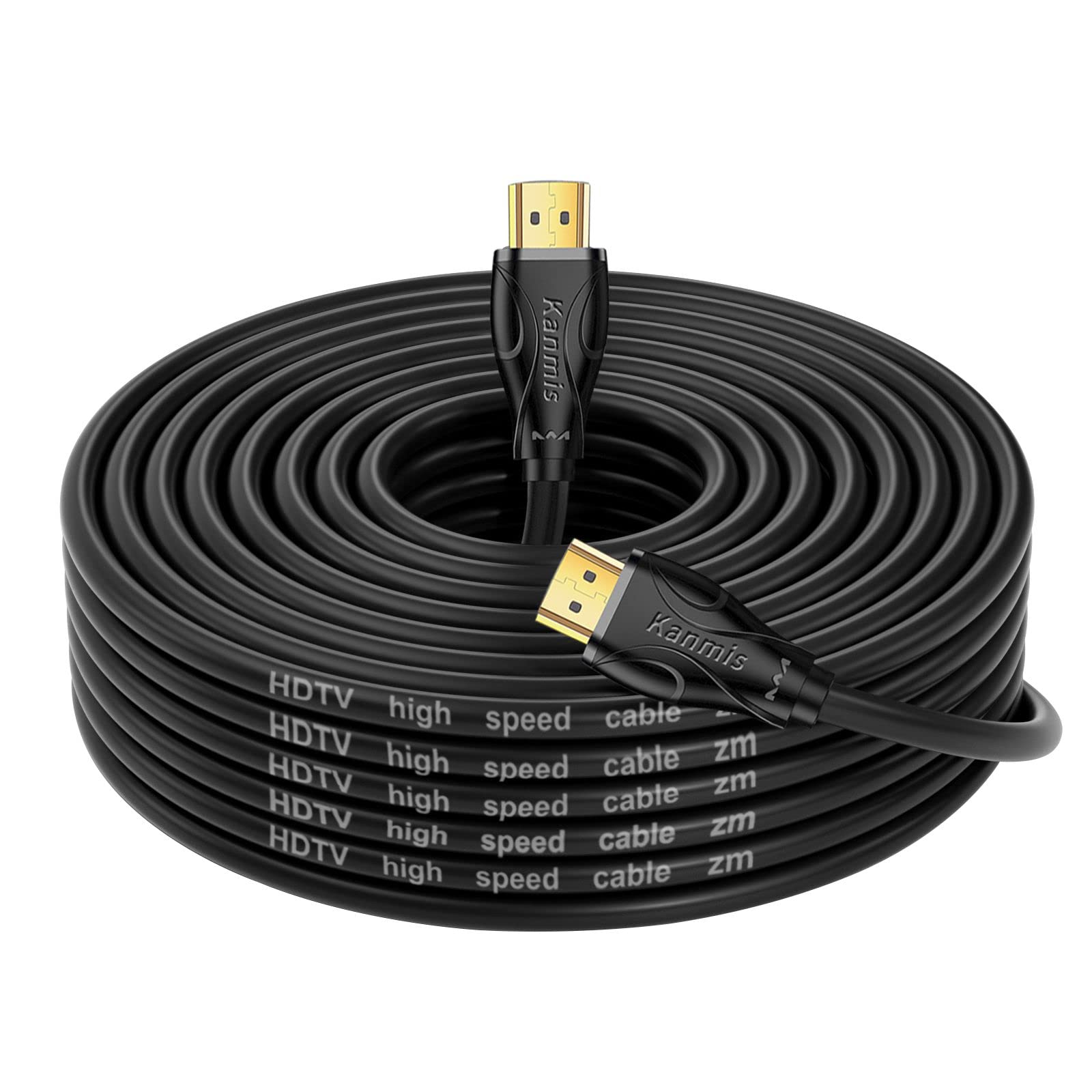 kanmis Cabo HDMI 4K de 6 metros, alta velocidade (HDMI2.0, 18Gbps, 1080P) - retorno de áudio Ethernet 4K, conectores banhados a ouro de alta velocidade, compatível com Playstation Arc PS3 PS4 PC HDTV