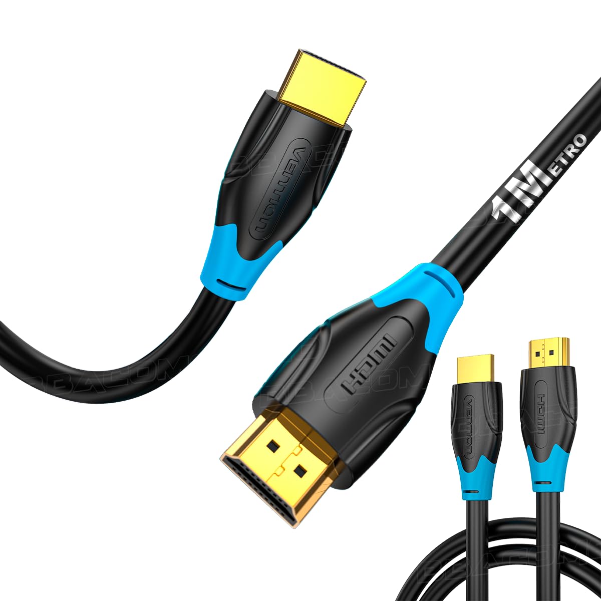 Cabo HDMI 2.0 4K 1m 1 Metro Alta Velocidade VENTION 18 Gbps 2.0 com Ethernet, Suporte 4K 60Hz 2160P 1080P 3D ARC HDR Compatível com Monitor de TV UHD Computador Consoles
