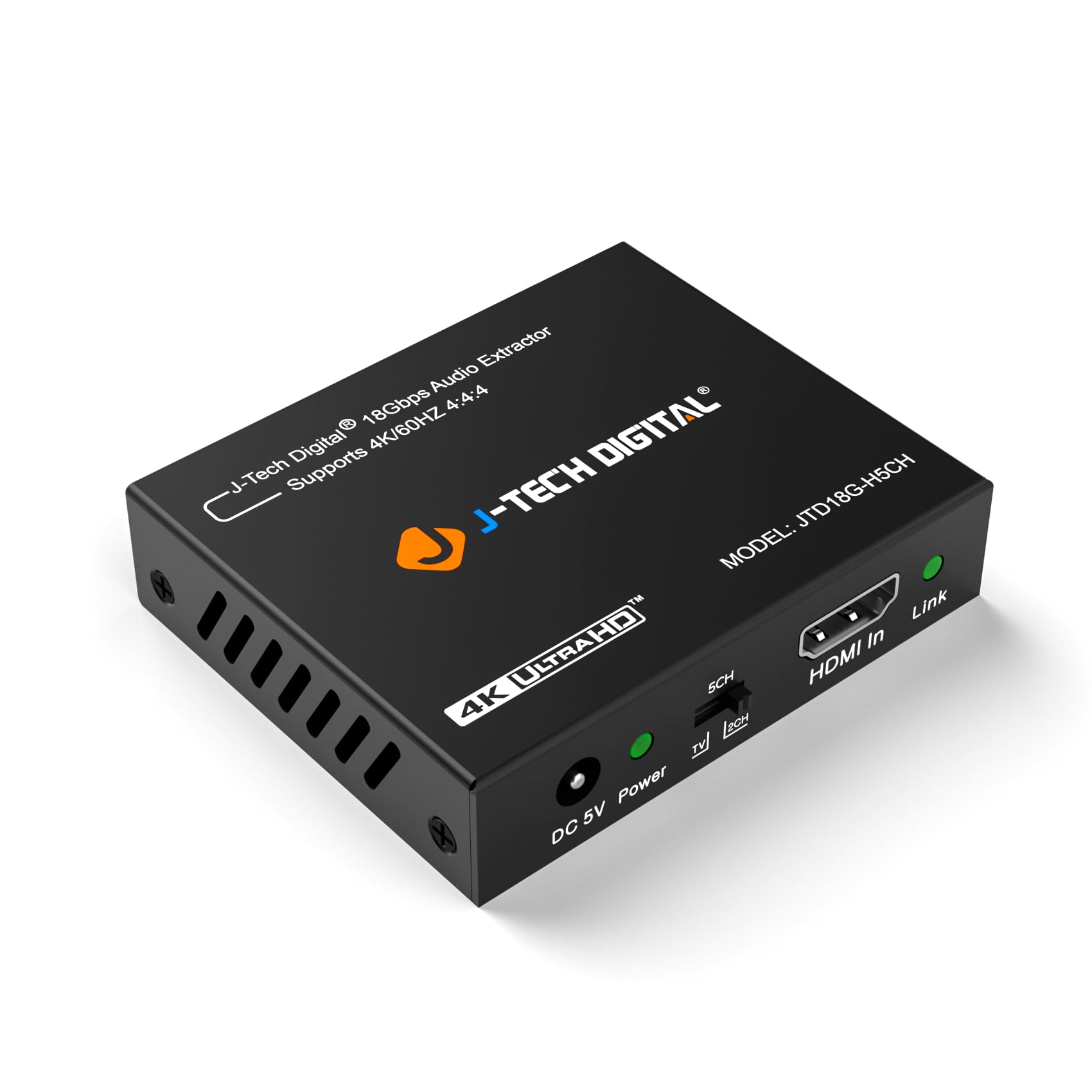 J-Tech Digital Extrator de Áudio Hdmi 4K, 4K@60Hz 1080P@120Hz 1080P@144Hz Hdmi para Óptico, Adaptador Conversor de Áudio 3.5Mm, Spdif, Hdr10 Cec Áudio Digital, Dts 5.1, [Jtd18G-H5Chv2]