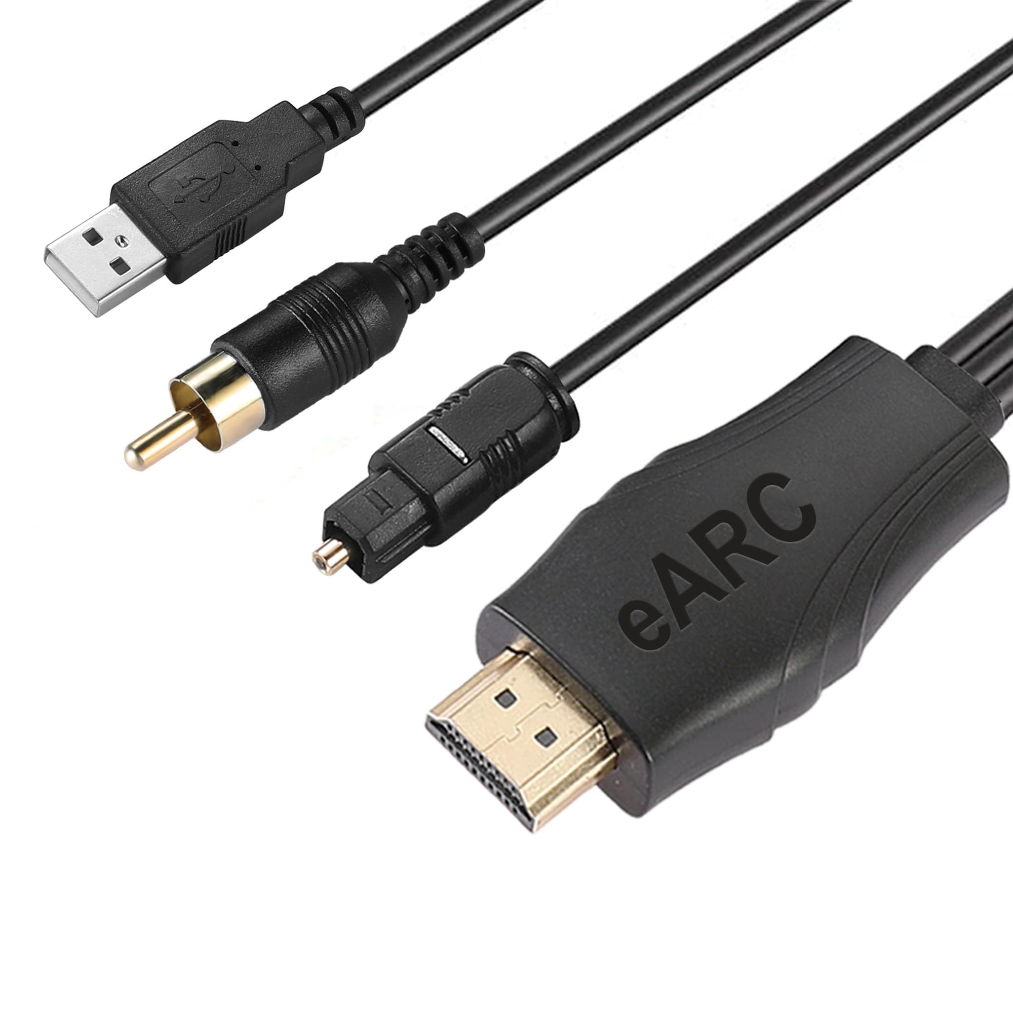 UNSTINCER Conversor HDMI ARC para áudio óptico/coaxial de 192 kHz para TV para barra de som, Plug & Play 1,5 m ARC para cabo coaxial/SPDIF divisor adaptador extrator de áudio para sistema de som Home Theater