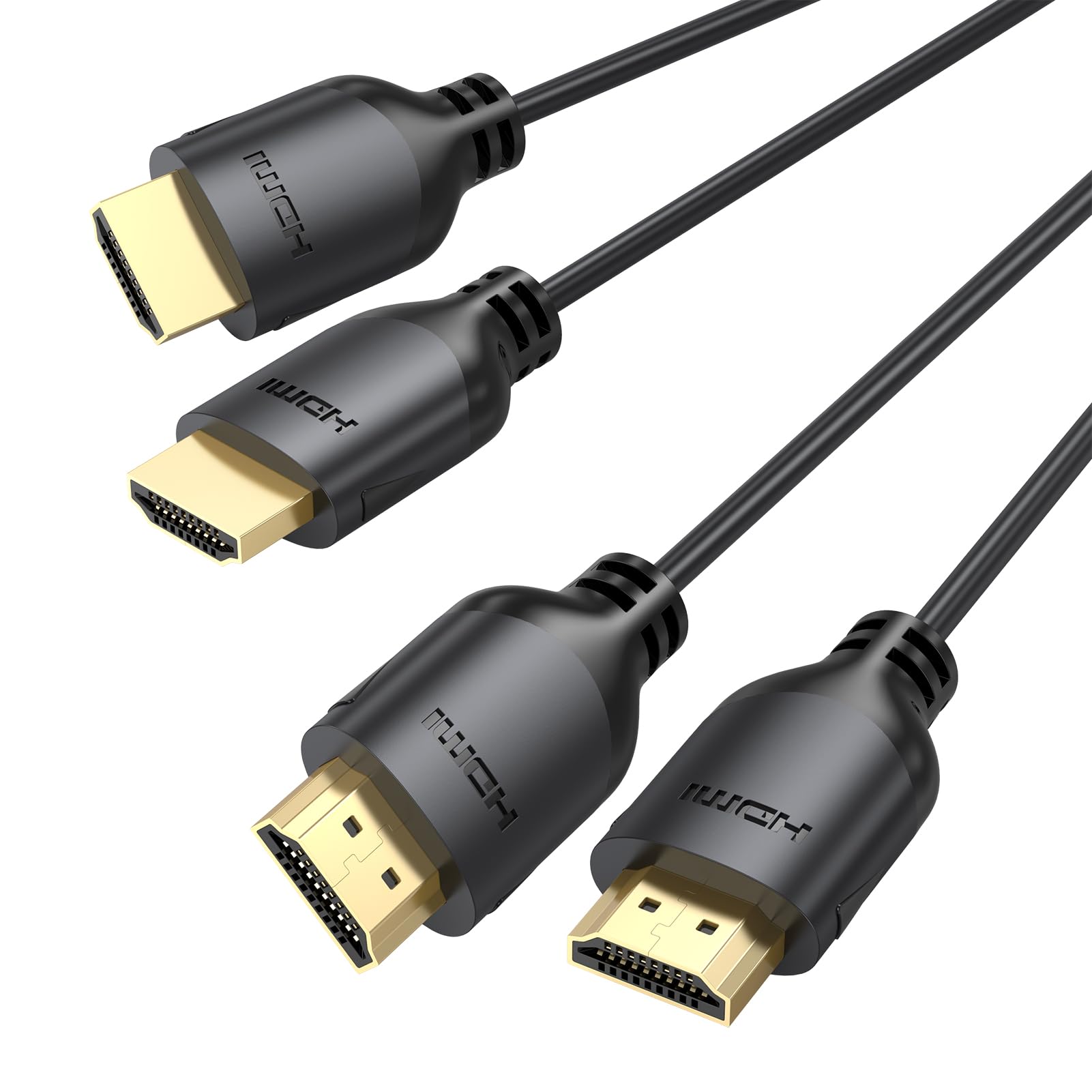 UVOOI Cabo HDMI fino de 1,8 m, pacote com 2, cabo HDMI ultrafino 4K @60Hz, cabo HDMI flexível de alta velocidade compatível com HDR, ARC, 18 Gbps, 2K a 144Hz, 1080P, compatível com PS4/PS5, HDTV