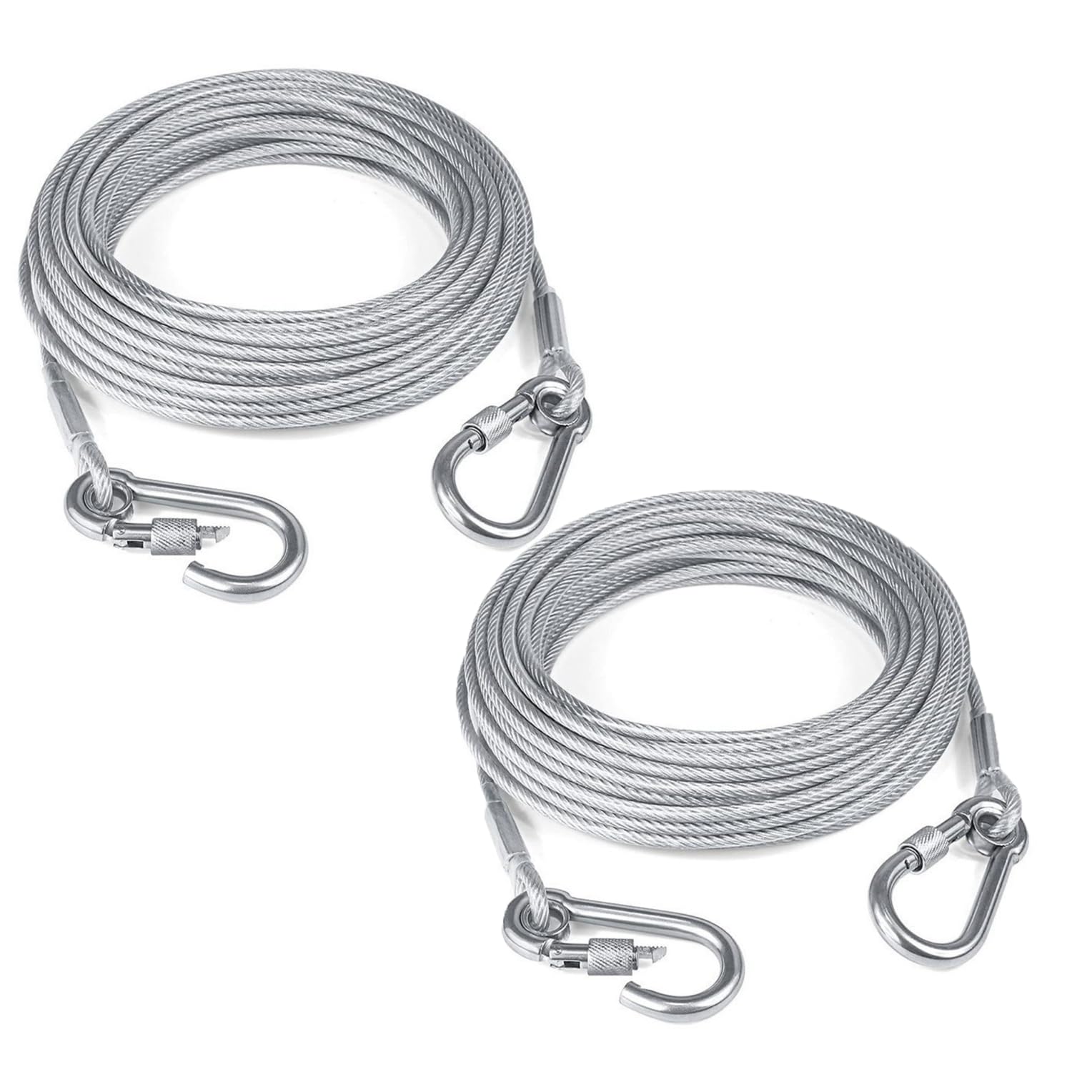 1/2 varal de aço inoxidável, corda de aço de segurança revestida resistente com fivela e gancho, corda de fio multifuncional antiqueda
