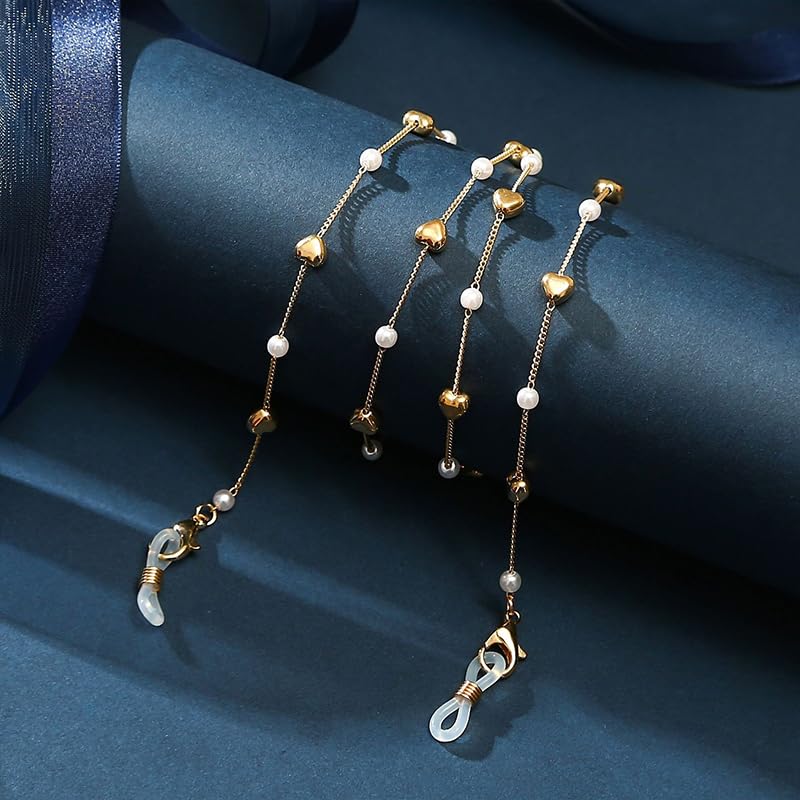 1 peça corrente de óculos pérola ajustável antiderrapante cordão de óculos 70 cm comprimento universal retentor de óculos para vestir