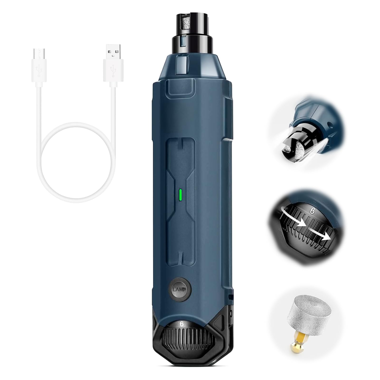 Lixa de Unha Pet Cães e Gato Cortadora Eletrica 6 Modos com 2 Led | Sem Fio Silenciosa