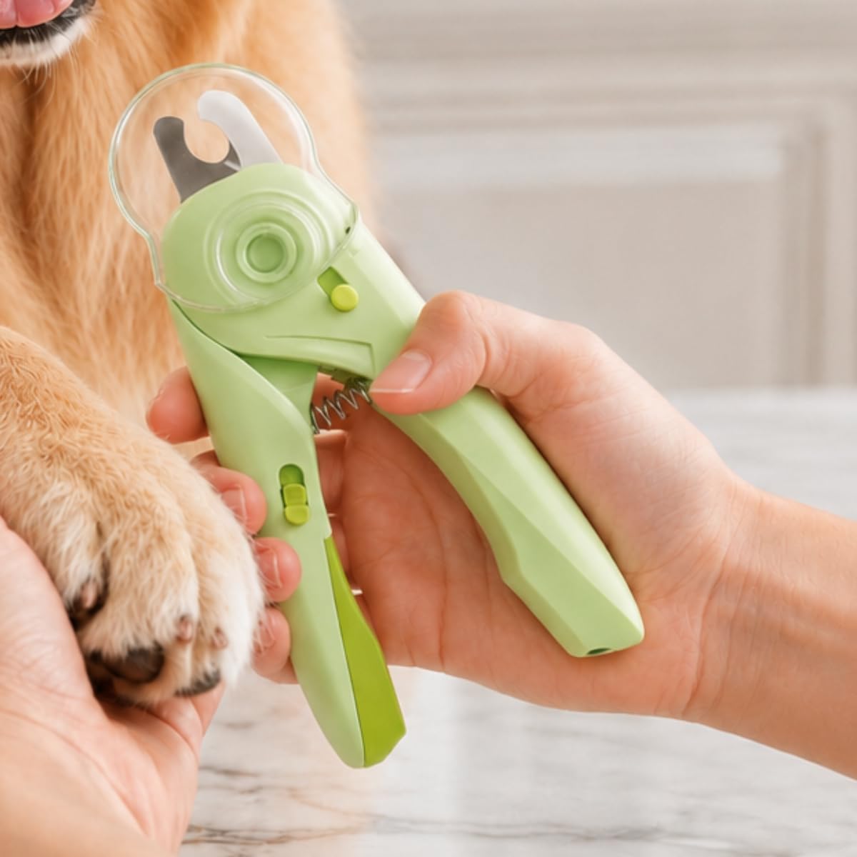 Cortador de Unha Pet com Luz LED para Cães e Gatos – Alicate Profissional em Aço Inox com Lixa e Pilha Inclusa | Enxergue a Veia e Corte sem Machucar o Pet Verde