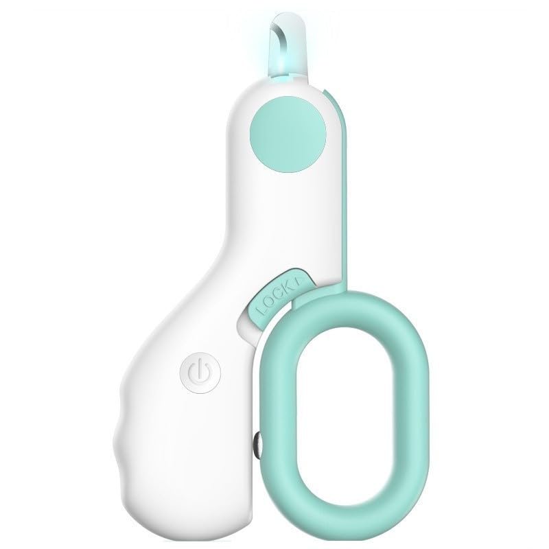 Cortador de Unhas Profissional com Luz LED para Cães e Gatos, Alicate de Aço Inoxidável para Tosa Pet (Verde)
