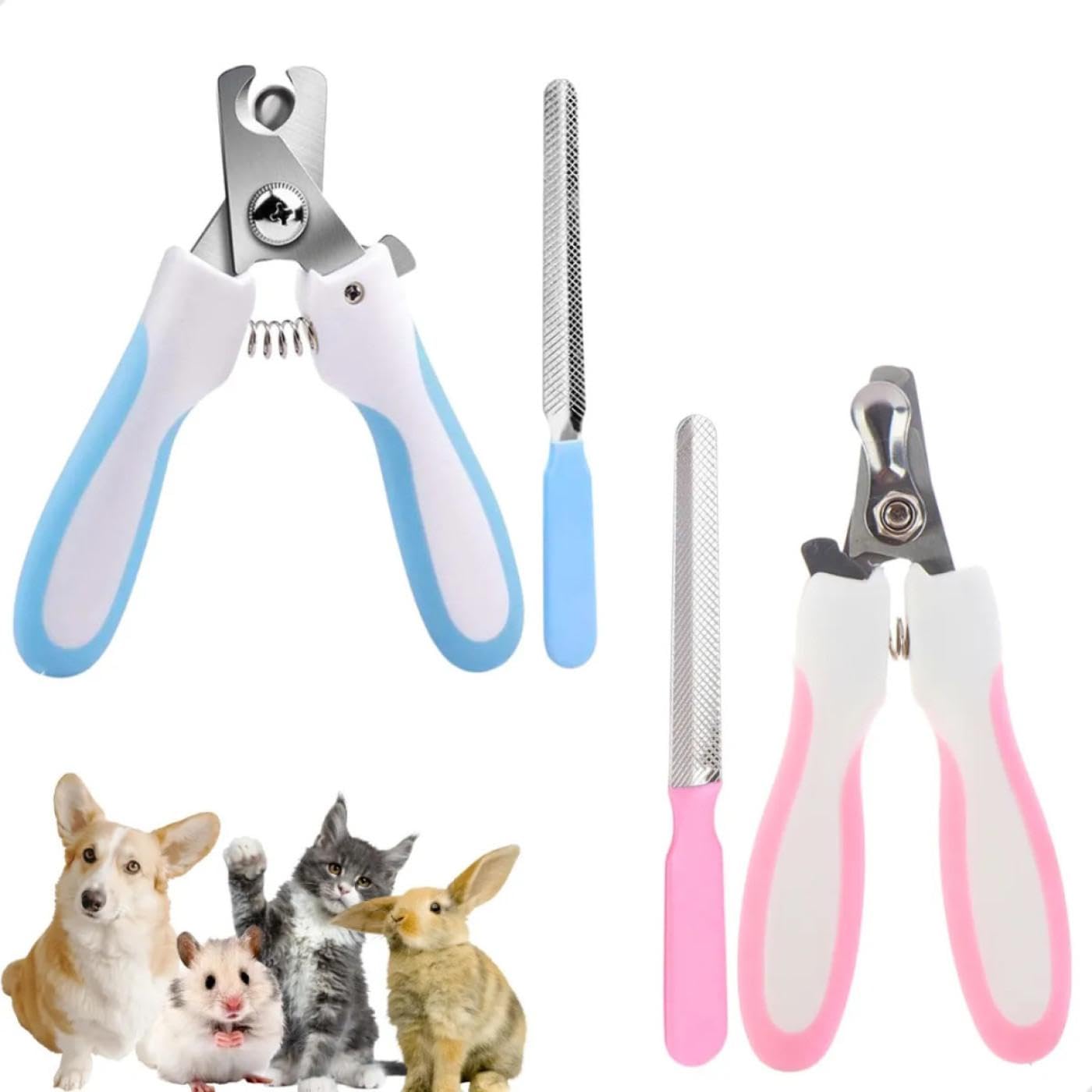 HomePet Gênero Unissex Kit Pet Cortador Unhas Lixa Alicate Aço Inoxidável Cabo Polipropileno Emborrachado Mola Abertura Fácil Trava Segurança Aderência Precisão Corte Cães Gatos Uso Doméstico Profissional